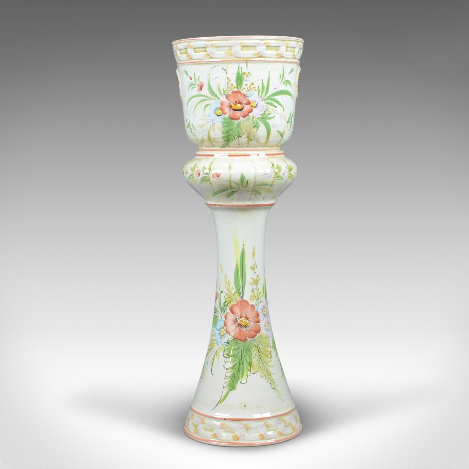 Vintage Ceramic Jardinière, Floral, Portuguese, Cercapia, Late 20th Century 2