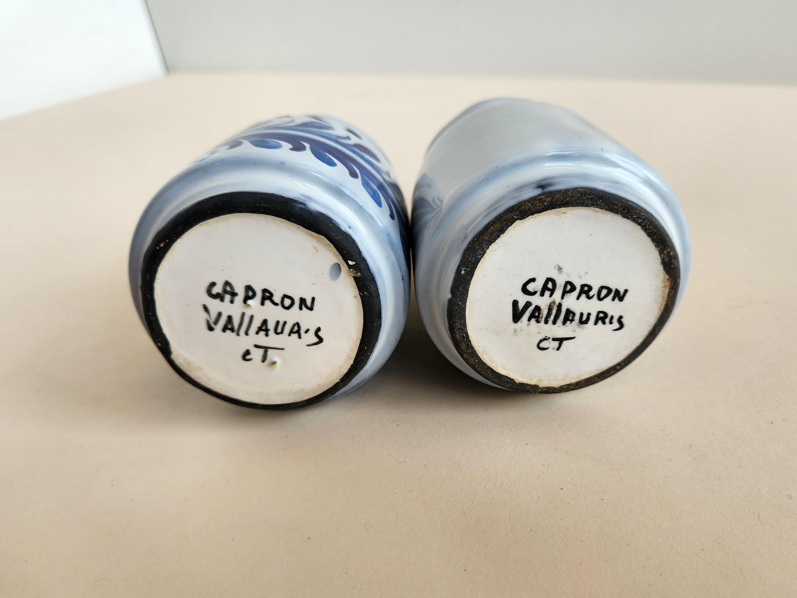 Roger Capron - Vintage Ceramic Jars with Cork Lids for Celery and Thyme For Sale 3