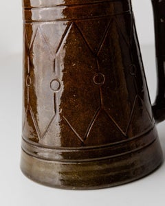 Vintage Ceramic Jug or Vase with Handle by Urbano Fontana Relief, Italy 1970s