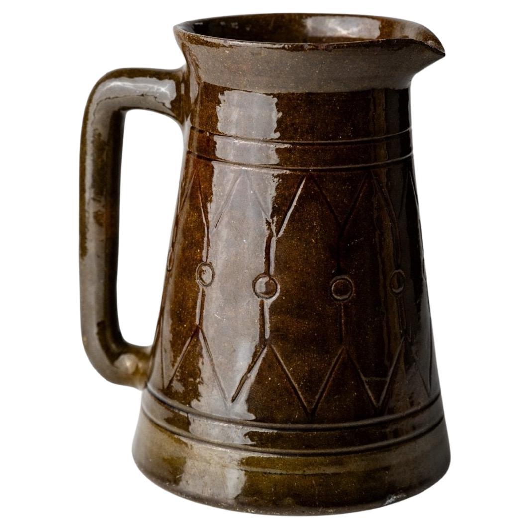 Brocca o vaso in ceramica d
epoca con manico di Urbano Fontana Relief, Italia anni 
70 in vendita