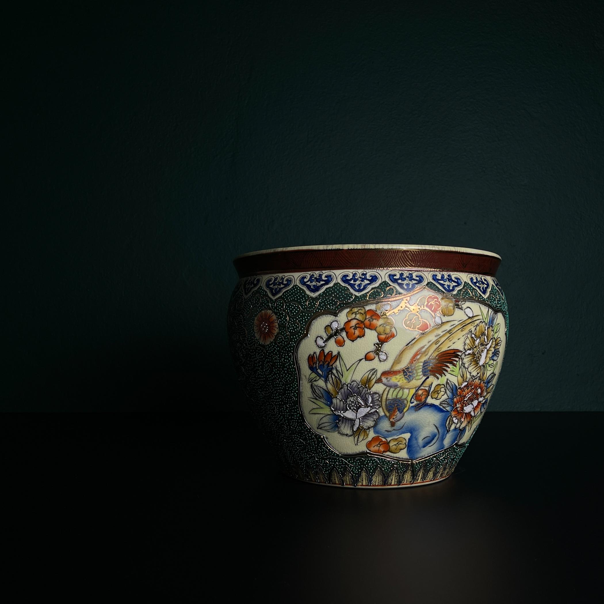 Vaso o ciotola per pesci Koi in ceramica d'epoca, Cina, anni '60 in vendita 4
