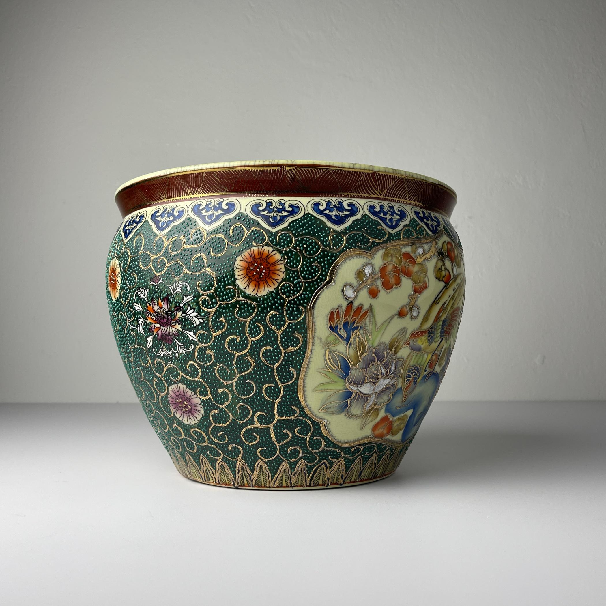Vaso o ciotola per pesci Koi in ceramica d'epoca, Cina, anni '60 in vendita 7