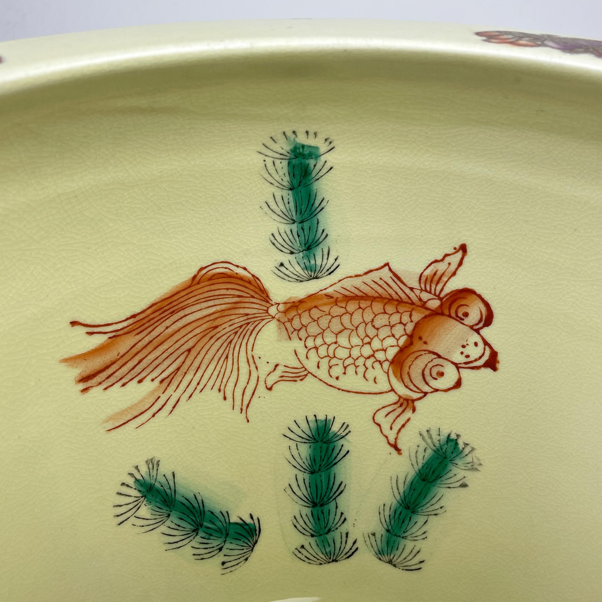 Vaso o ciotola per pesci Koi in ceramica d'epoca, Cina, anni '60 in vendita 8