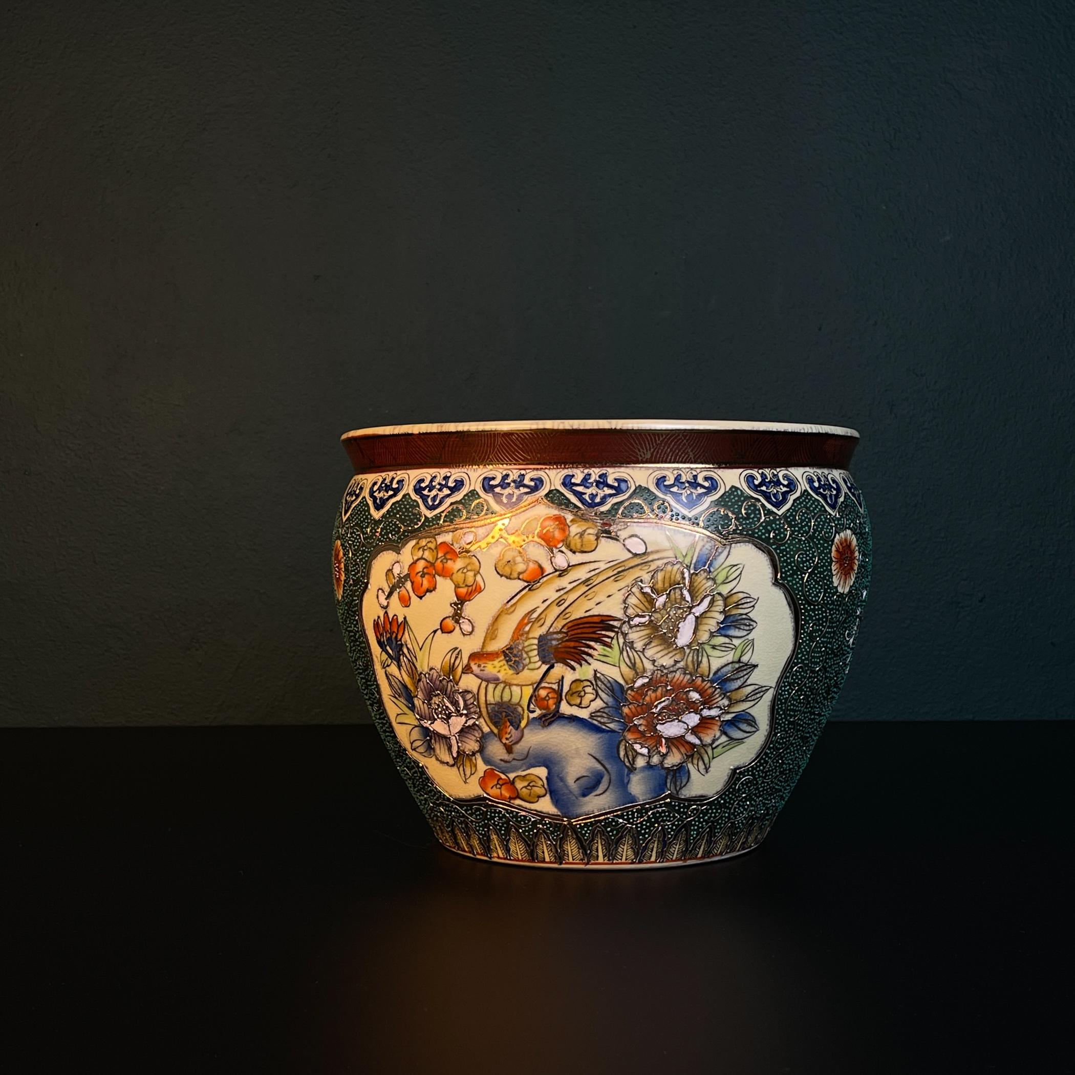 Vaso o ciotola per pesci Koi in ceramica d'epoca, Cina, anni '60 in vendita 9