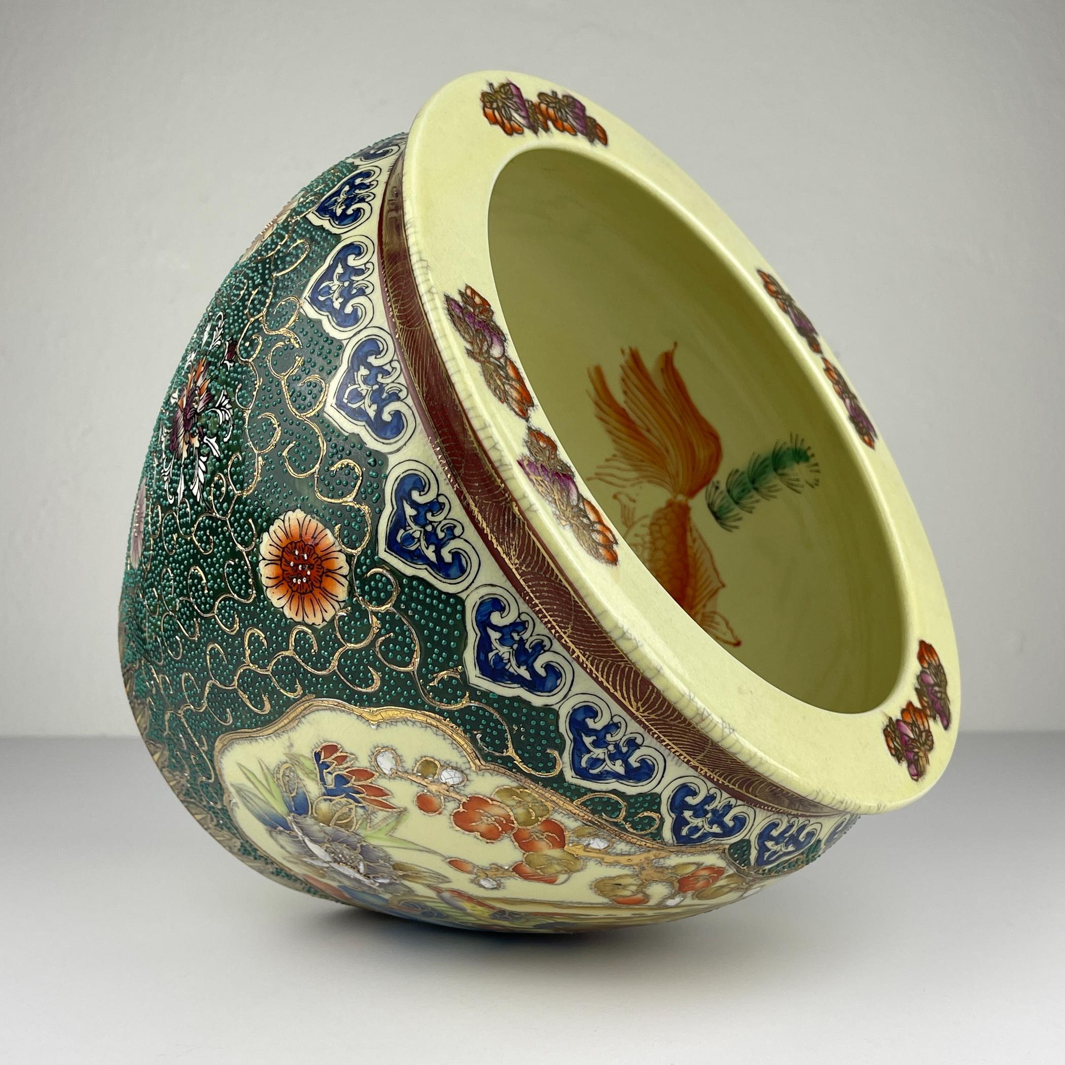 Vaso o ciotola per pesci Koi in ceramica d'epoca, Cina, anni '60 in vendita 2