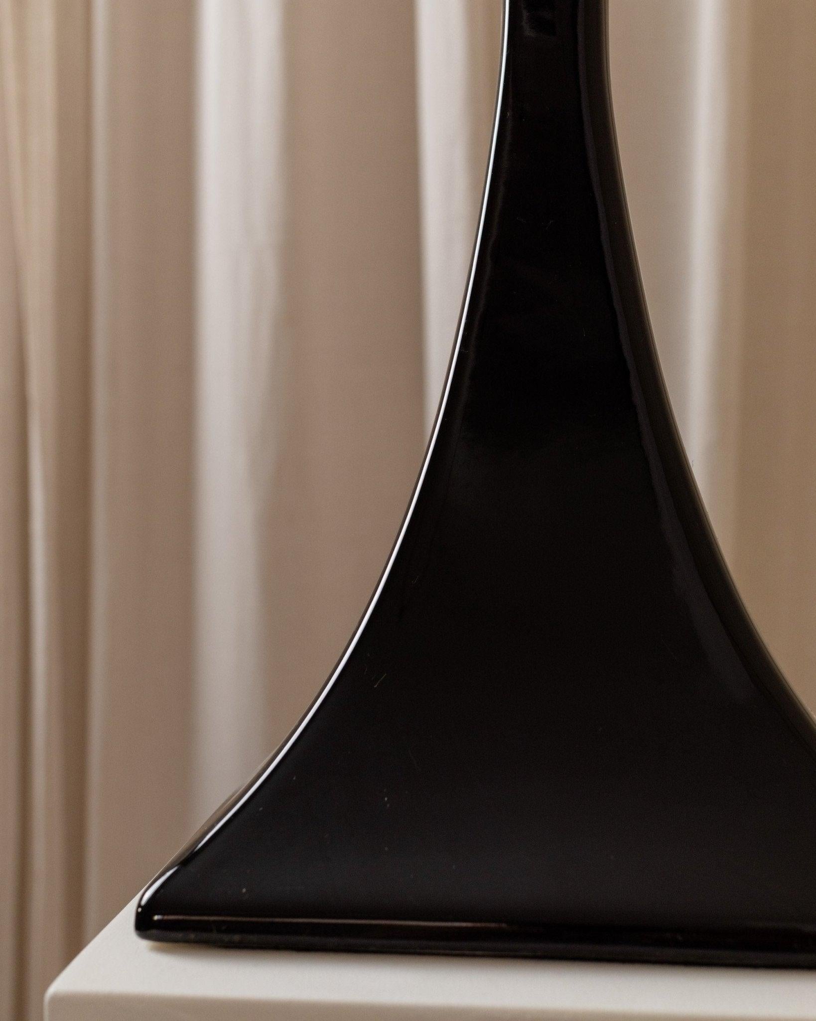 Lámpara vintage de cerámica en blanco y negro, años 80 en venta 3