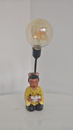 Vintage ceramic lamp "Reading Geisha" by Carli Bauer, Austria 1950s