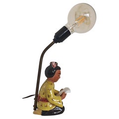 Vintage ceramic lamp "Reading Geisha" by Carli Bauer, Austria 1950s