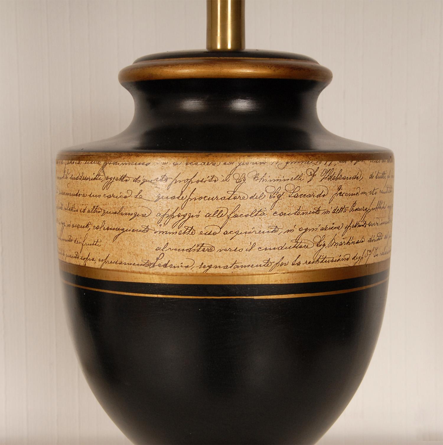 Paire de lampes à vase en céramique vintage dorées et noires, France en vente 4