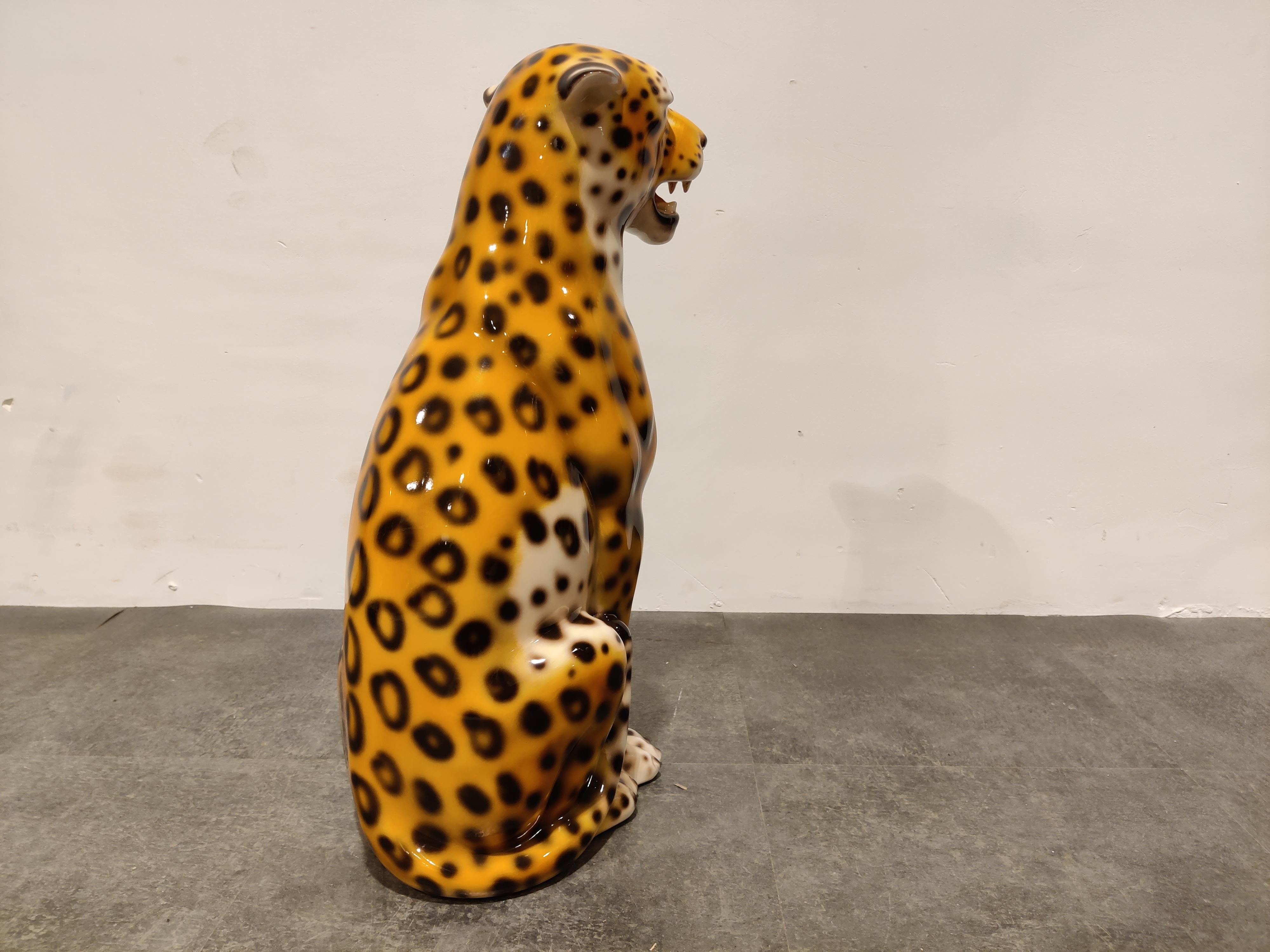 Hollywood Regency Vintage Ceramic Leopard, 1970s