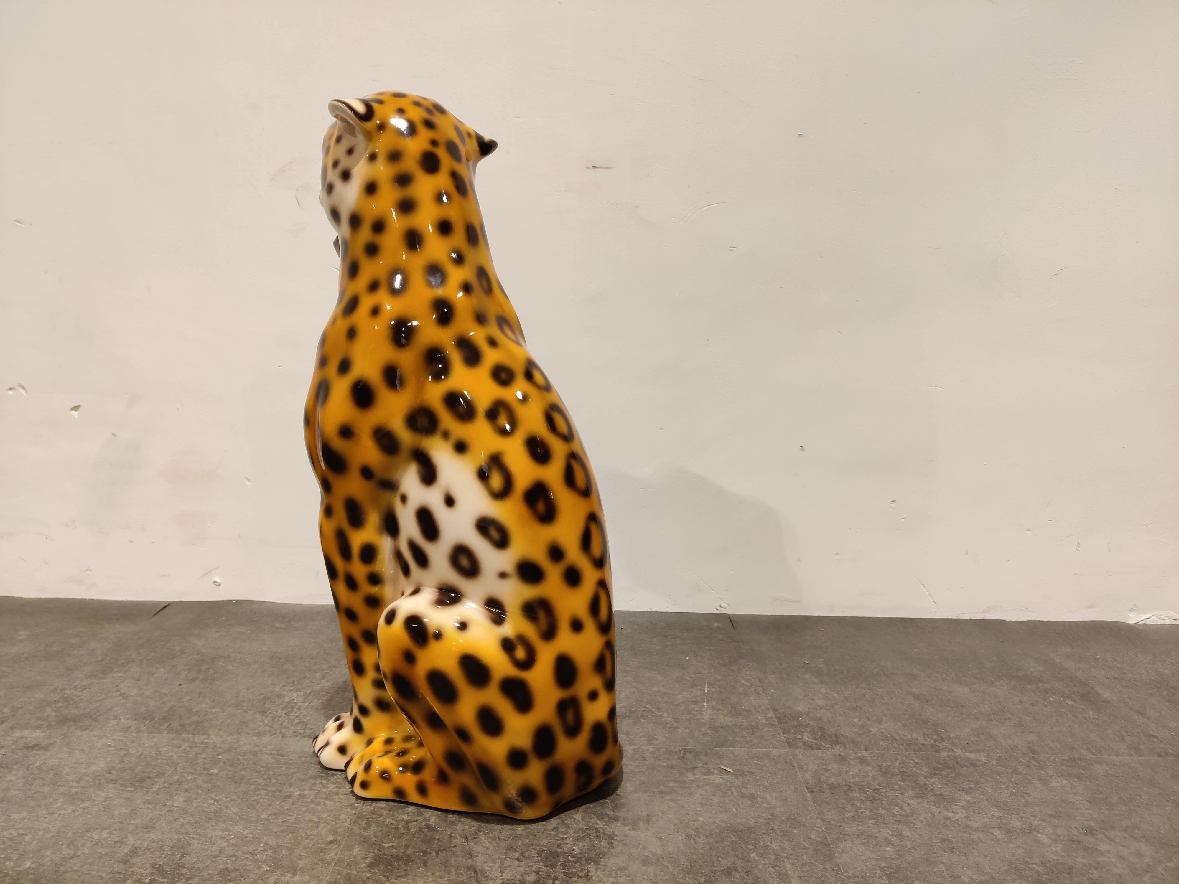 Italian Vintage Ceramic Leopard, 1970s