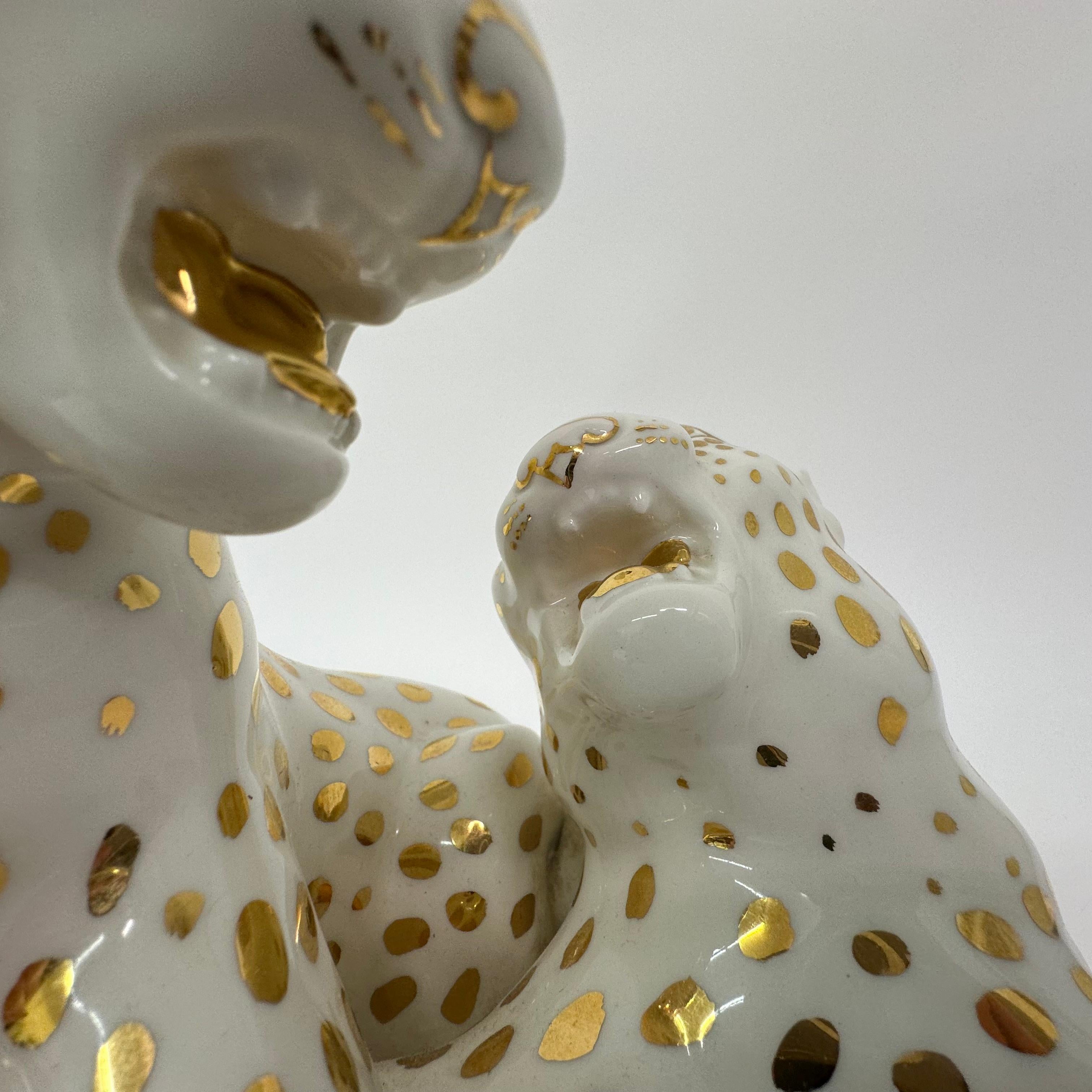 Vintage ceramic leopard by Ronzan , Italy 1970 In Good Condition For Sale In Delft, NL