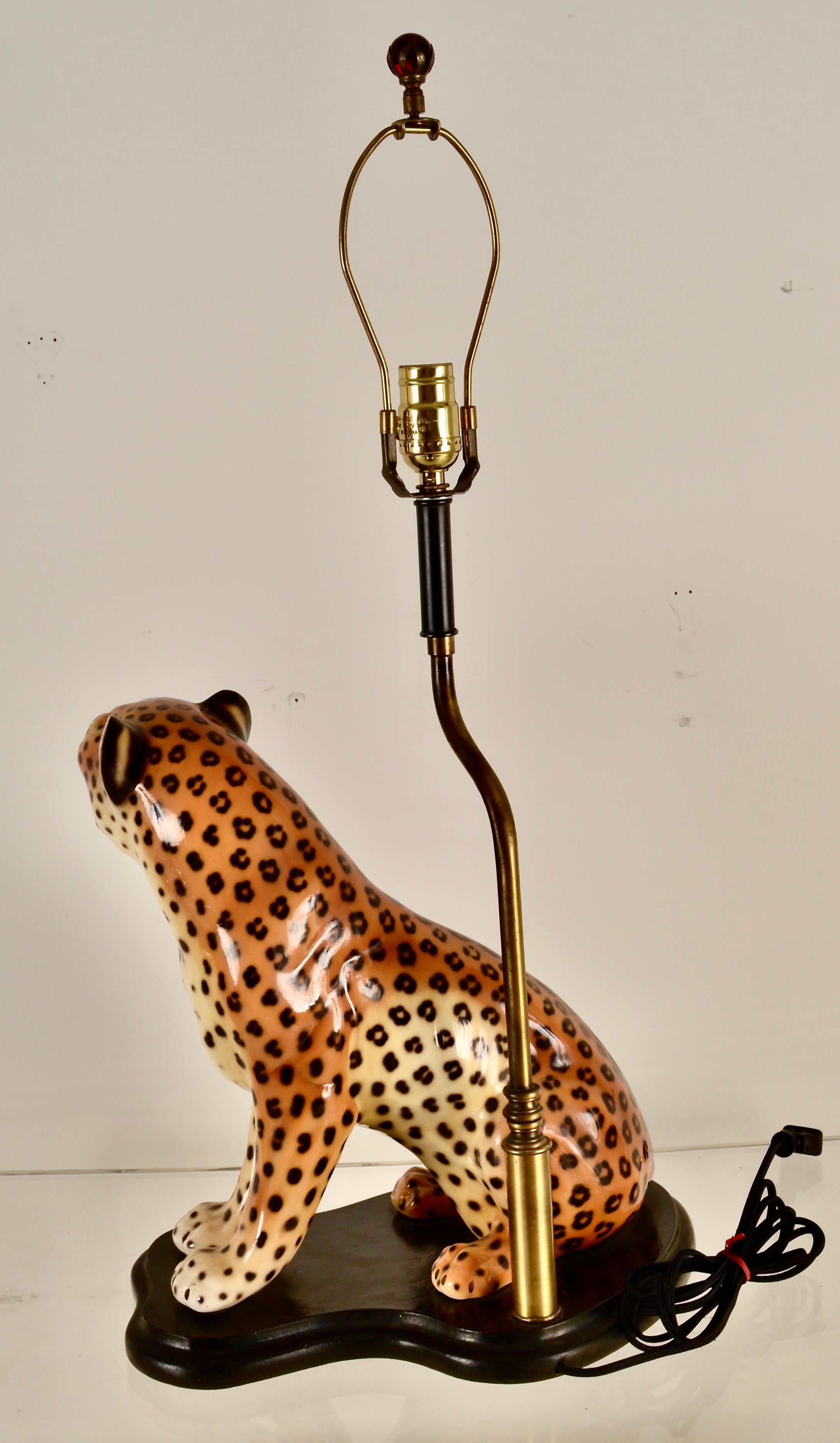 Mid-20th Century VIntage Ceramic Leopard Lamp, Italy 1960s