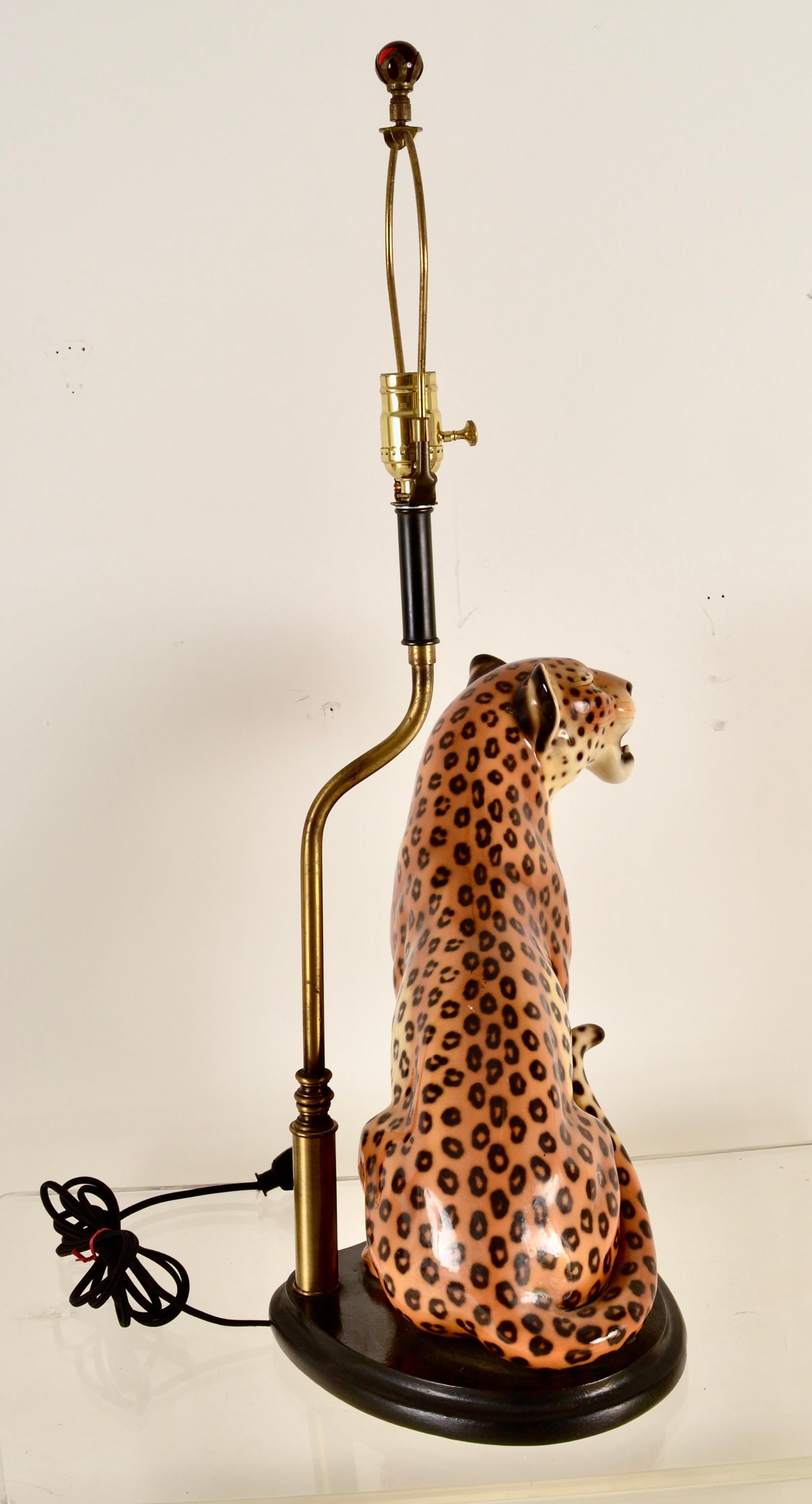 VIntage Ceramic Leopard Lamp, Italy 1960s 1