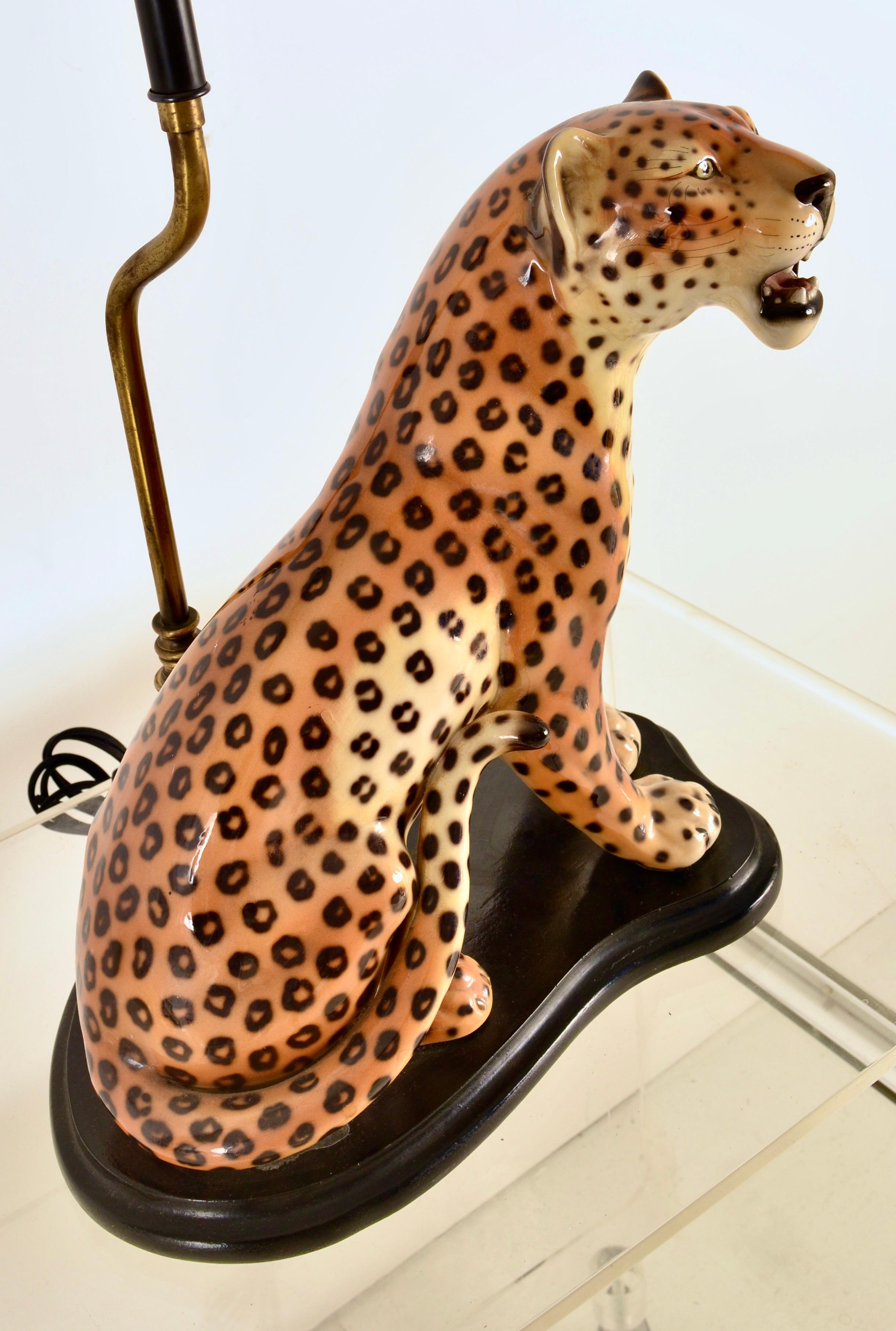 VIntage Ceramic Leopard Lamp, Italy 1960s 3