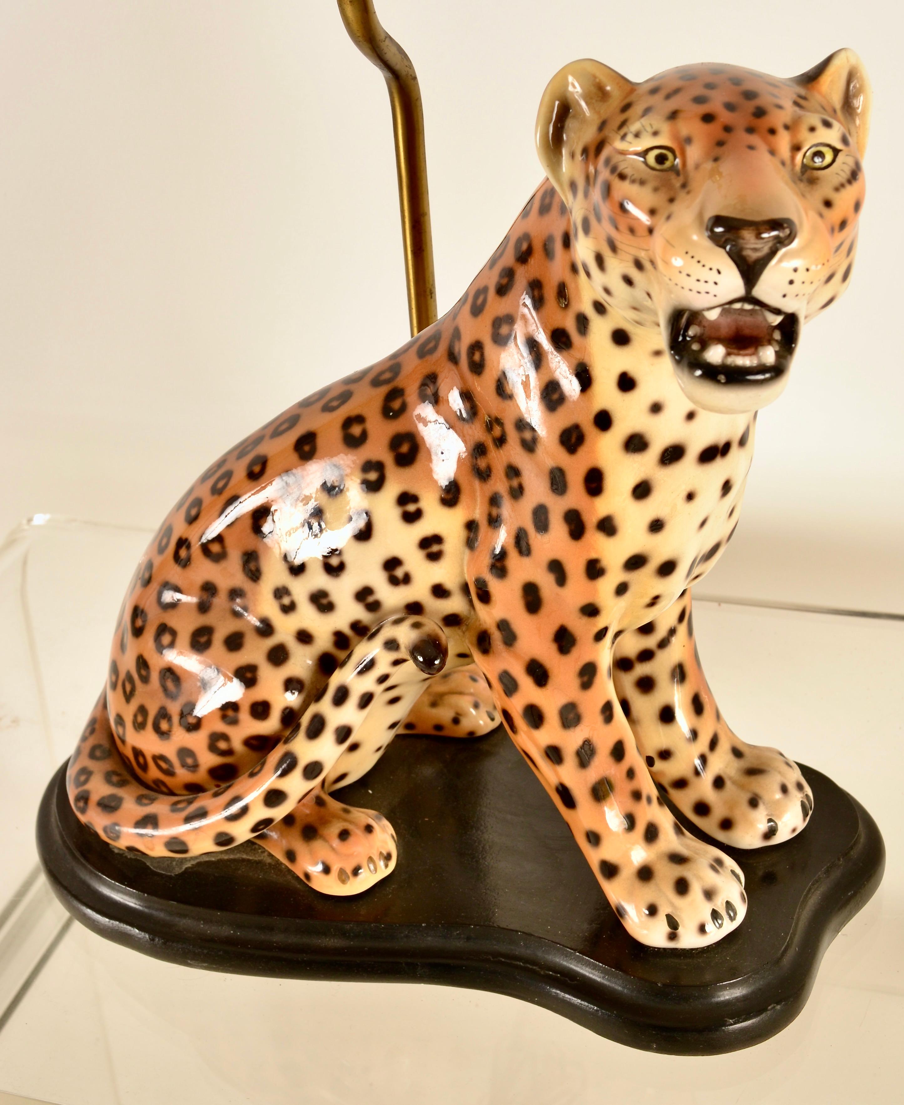 Mid-Century Modern VIntage Ceramic Leopard Lamp, Italy 1960s