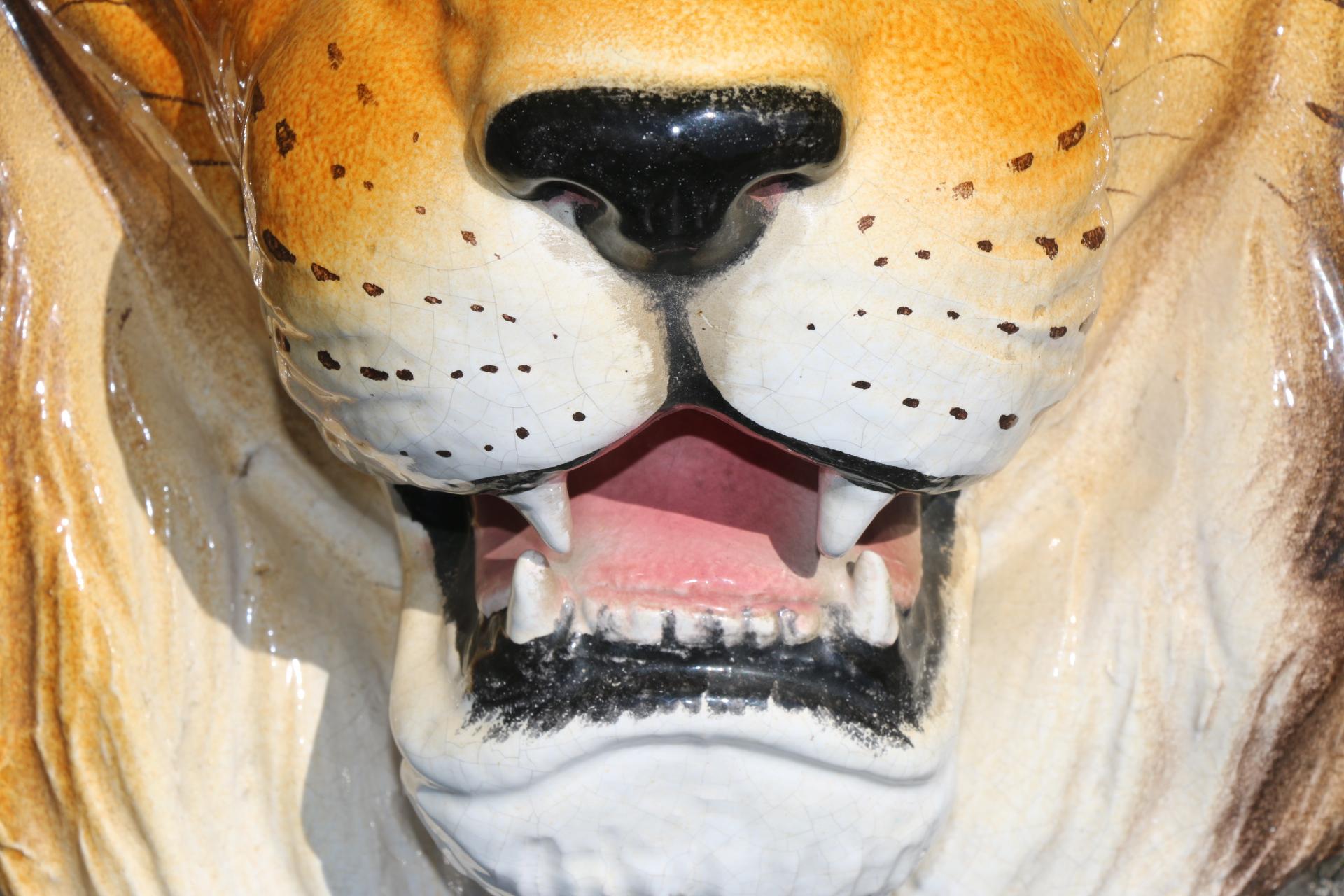 Vintage Ceramic Lion Face Sculpture 2