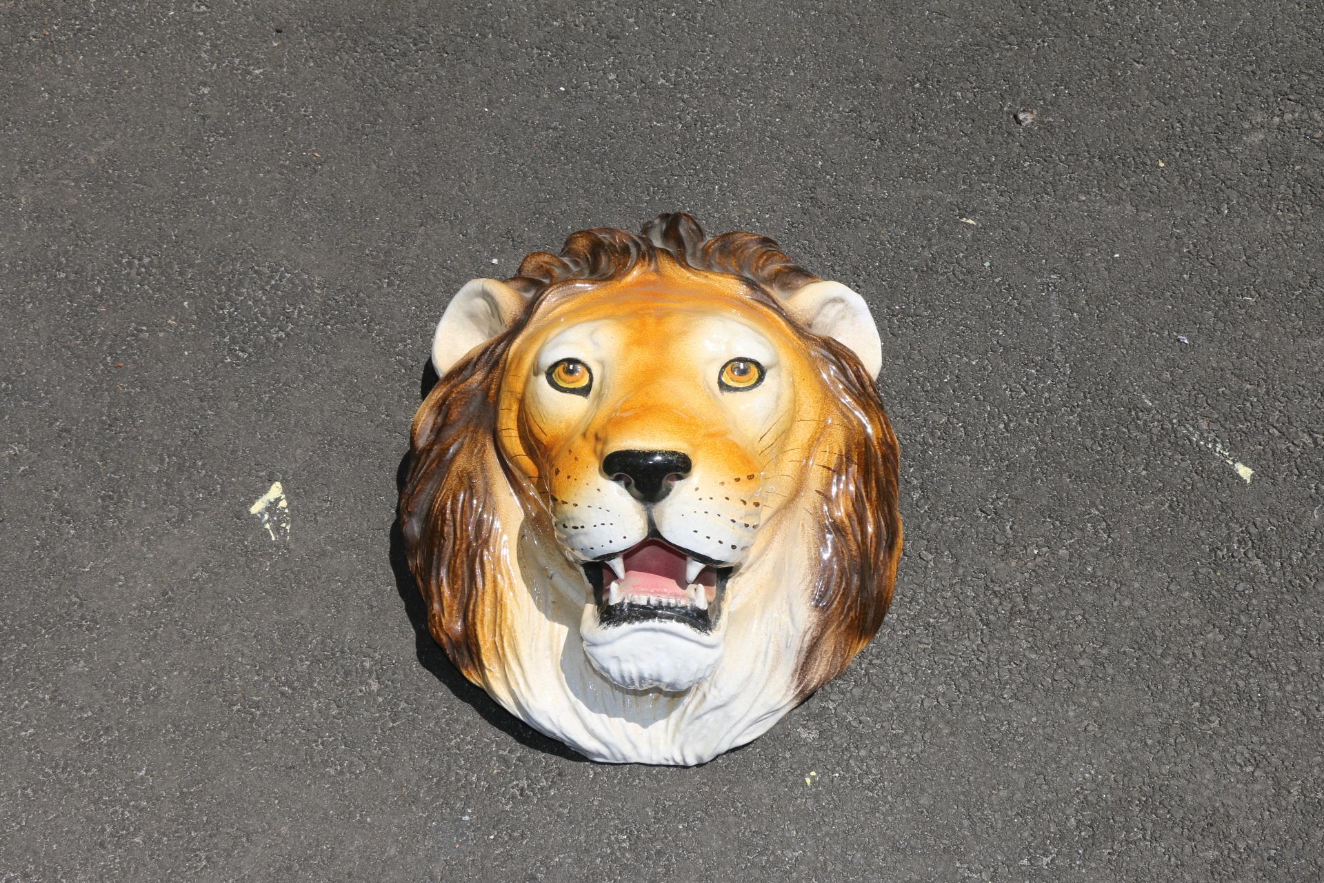 Vintage Ceramic Lion Face Sculpture 3