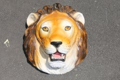 Vintage Ceramic Lion Face Sculpture