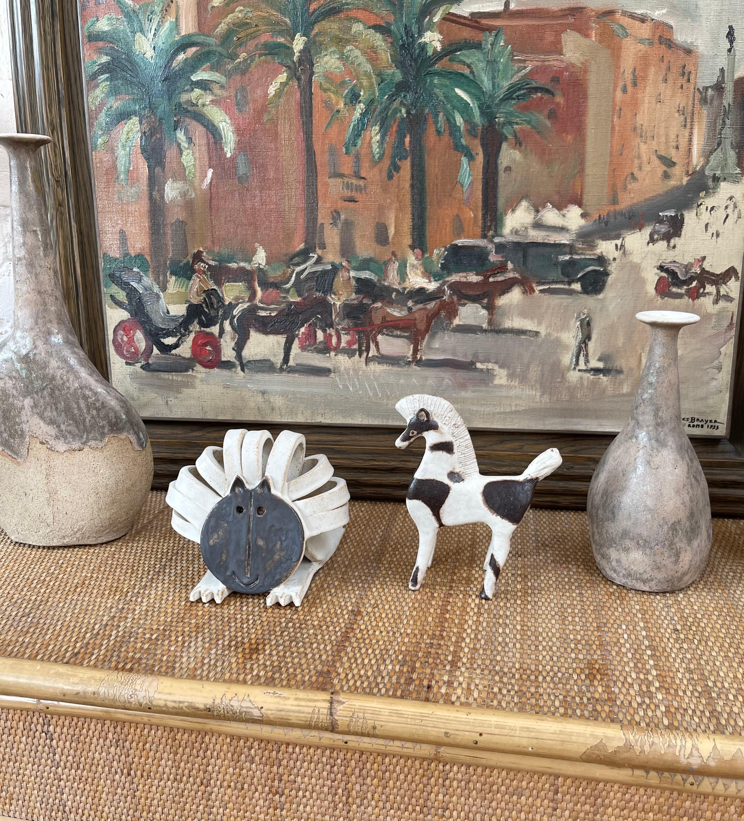 Italiano Scultura di leone in ceramica d'epoca di Bruno Gambone, circa anni '90 in vendita