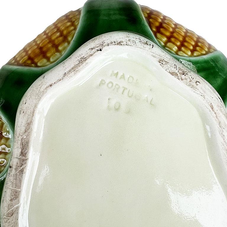 Soupière vintage à motif Husk en céramique jaune et verte, Portugal Bon état à Oklahoma City, OK