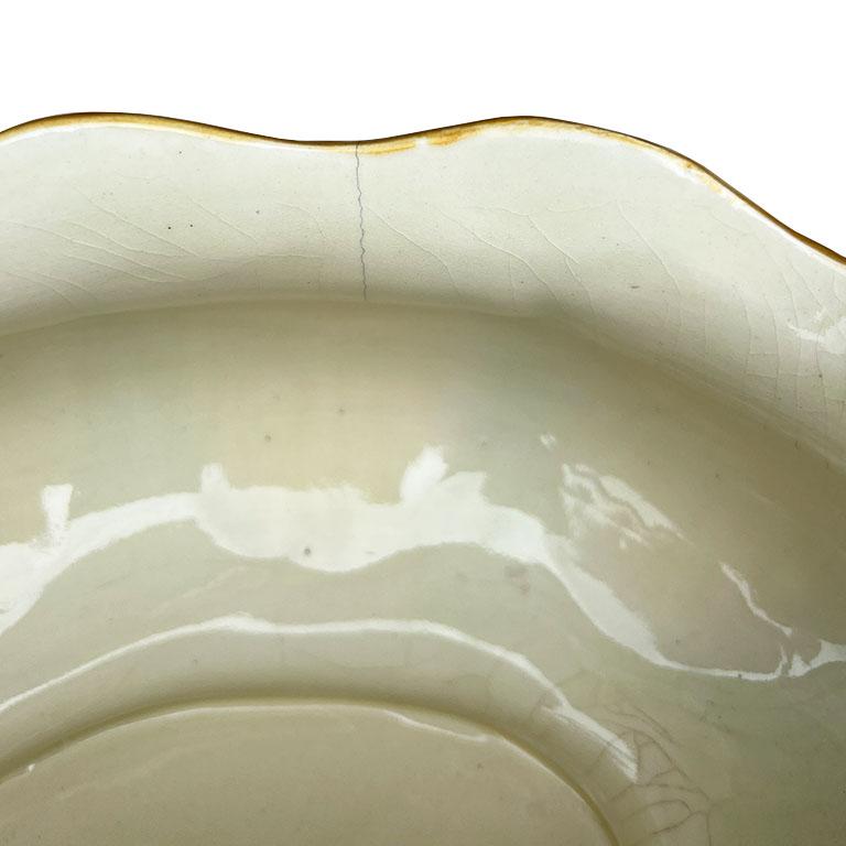 20ième siècle Soupière vintage à motif Husk en céramique jaune et verte, Portugal