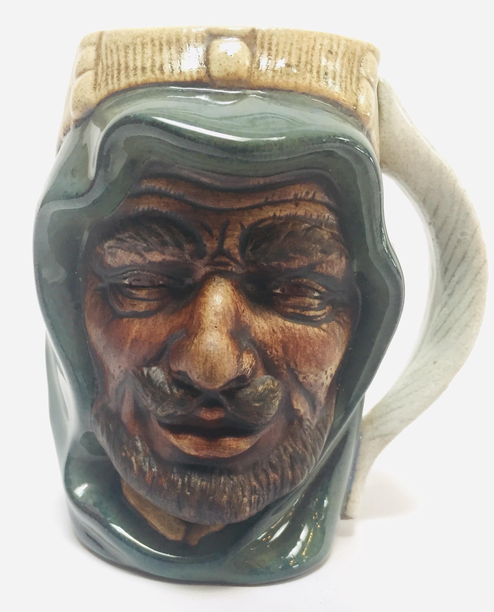 Hand-Crafted Vintage Ceramic Middle Eastern Arab Man Character Toby Mug