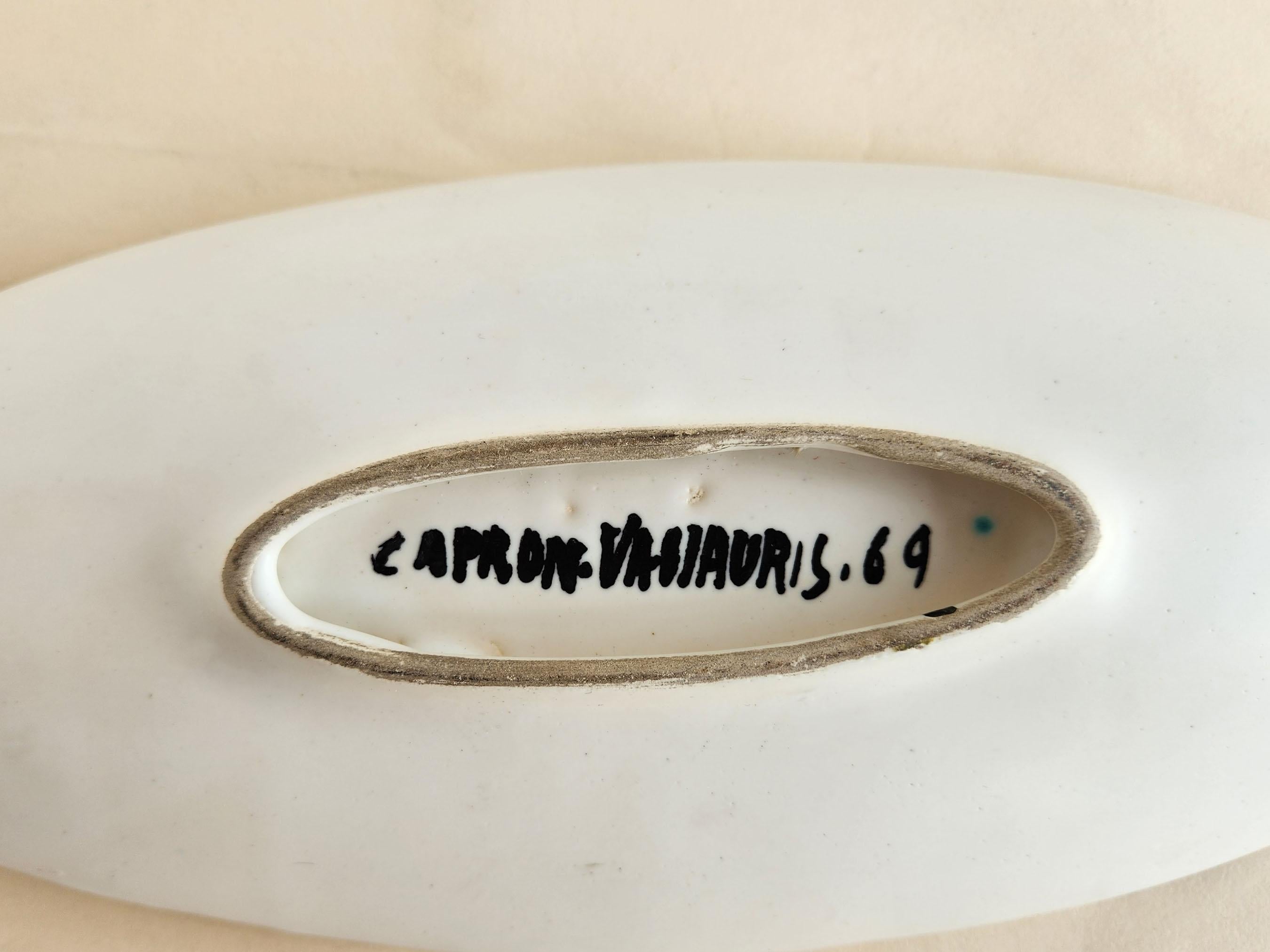 Roger Capron - Vintage Keramik-Mini-Kanus-Ablageschale mit Fischmotiv aus Keramik im Angebot 2