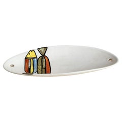 Roger Capron - Retro Ceramic Mini Canoe Vide Pochewith Fish Motive