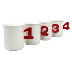 Vintage Ceramic Mugs with Number Handles