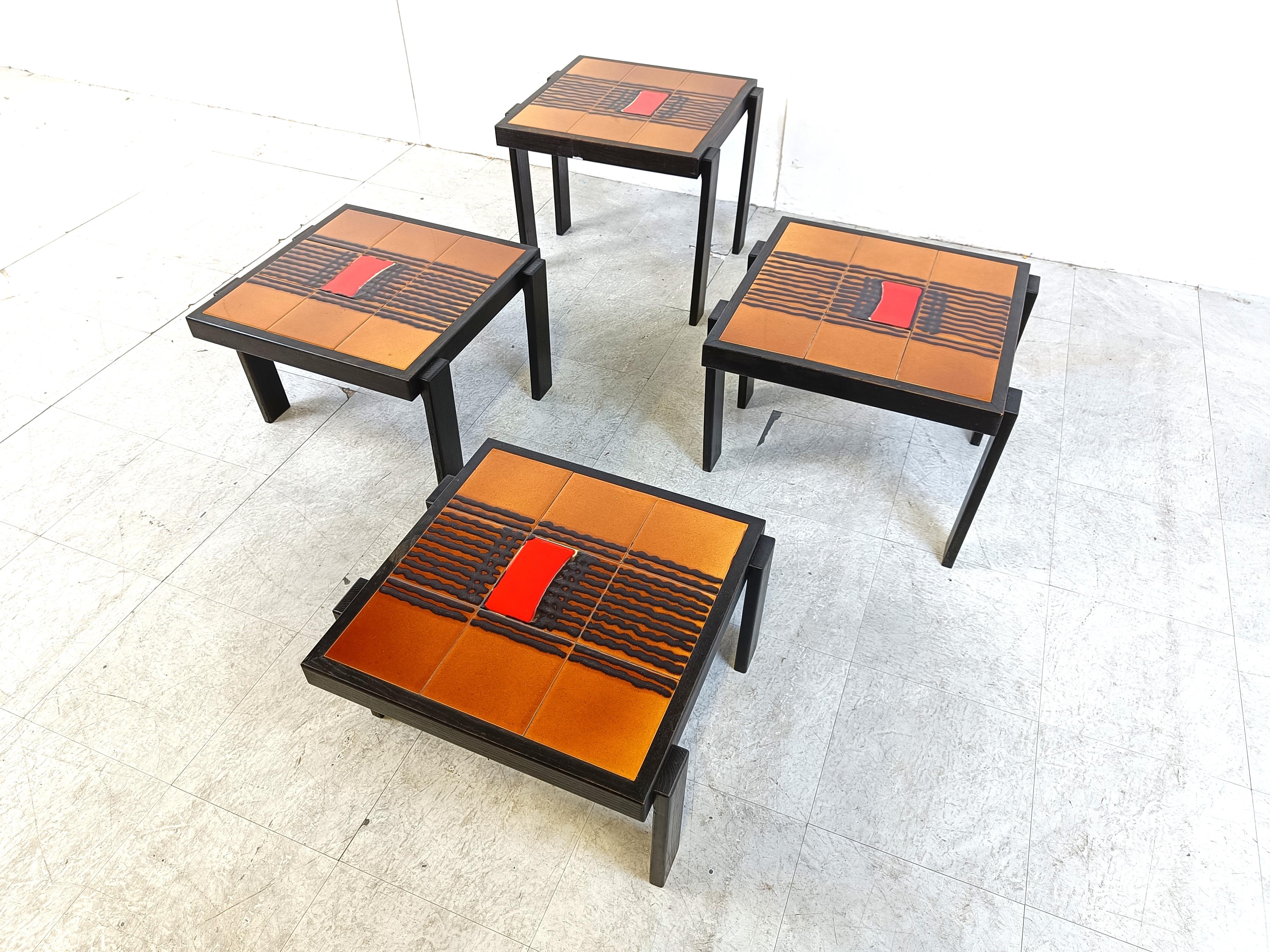 Mid-Century Modern Vintage ceramic nesting tables, 1960s - set of 4 For Sale
