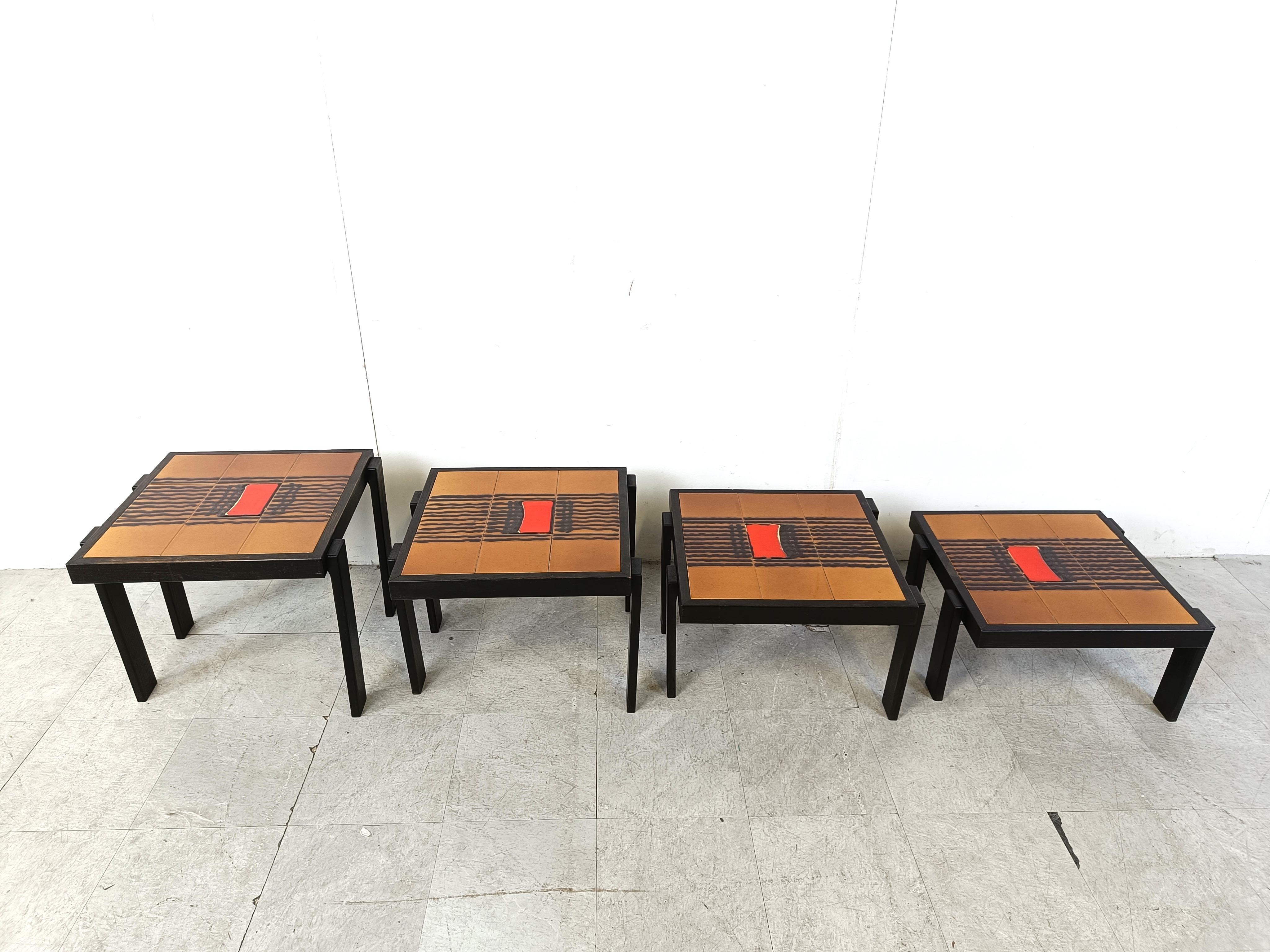 Vintage ceramic nesting tables, 1960s - set of 4 In Good Condition For Sale In HEVERLEE, BE