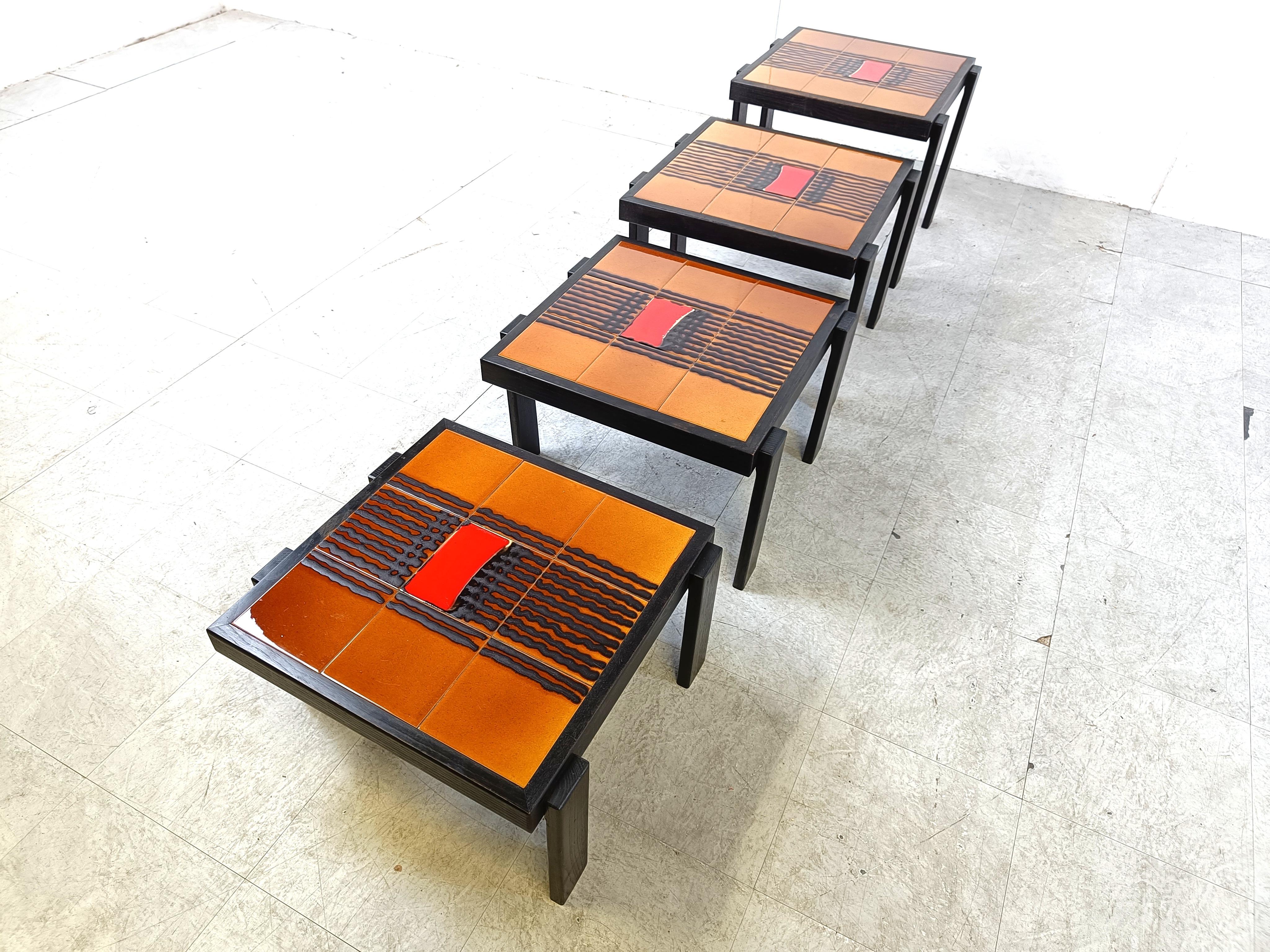 Mid-20th Century Vintage ceramic nesting tables, 1960s - set of 4 For Sale