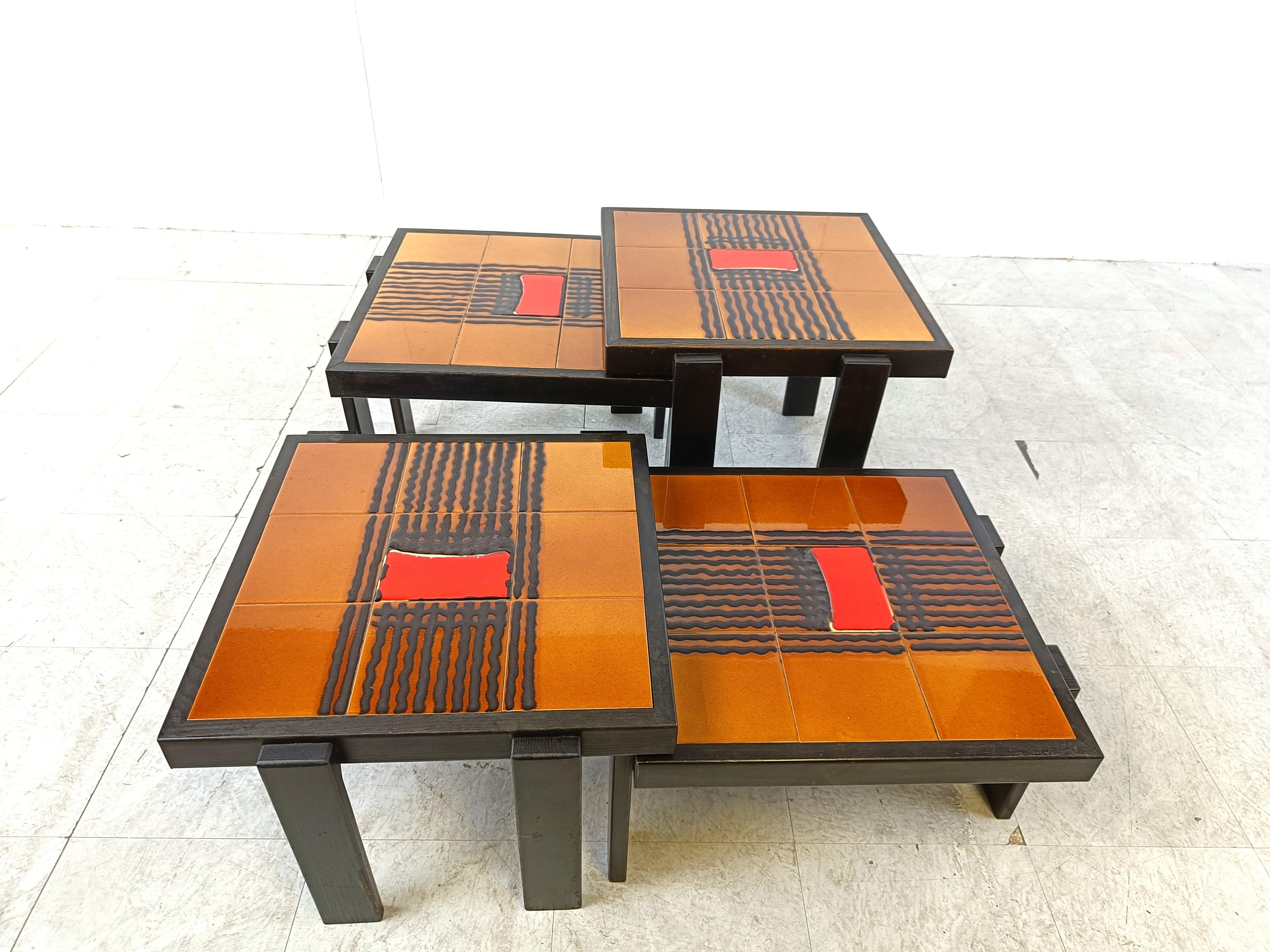 Vintage ceramic nesting tables, 1960s - set of 4 For Sale 2