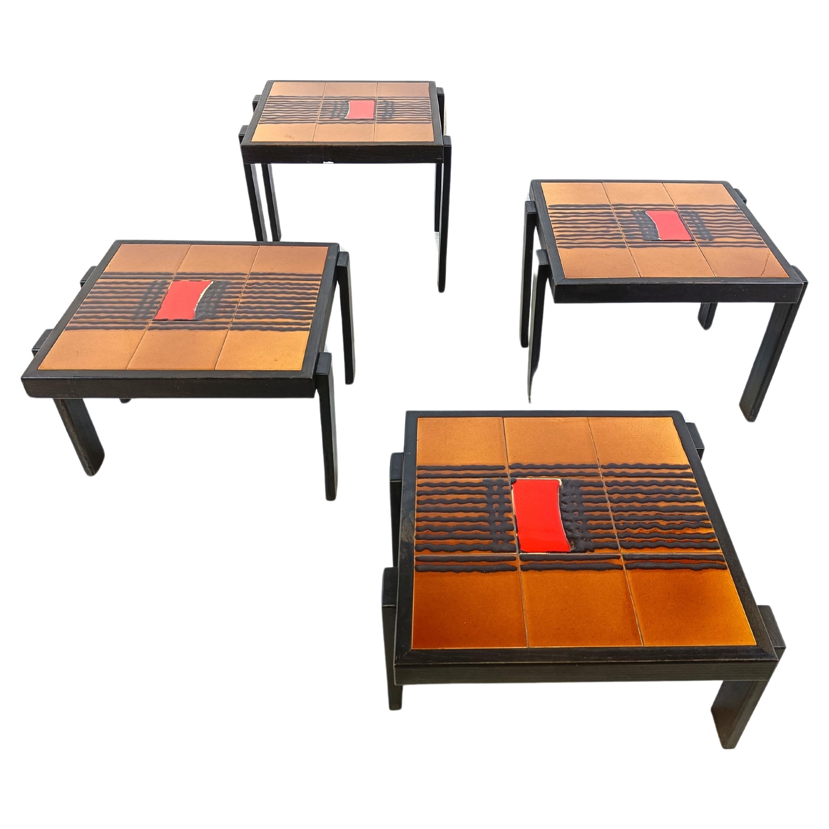 Vintage ceramic nesting tables, 1960s - set of 4 For Sale