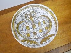 Vintage ceramic owl wall plate by Zsuzsa Szombath