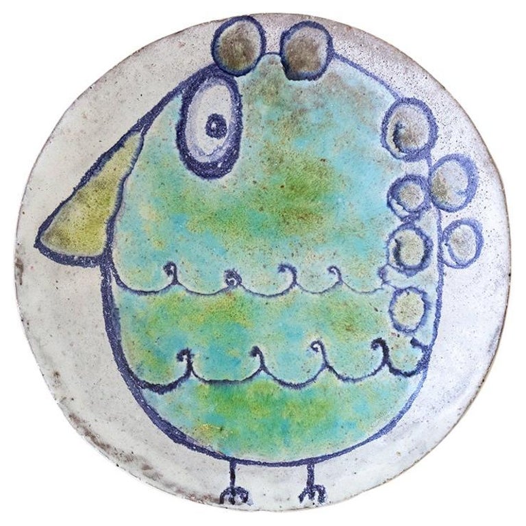 Vintage Ceramic Painted Bird Plate