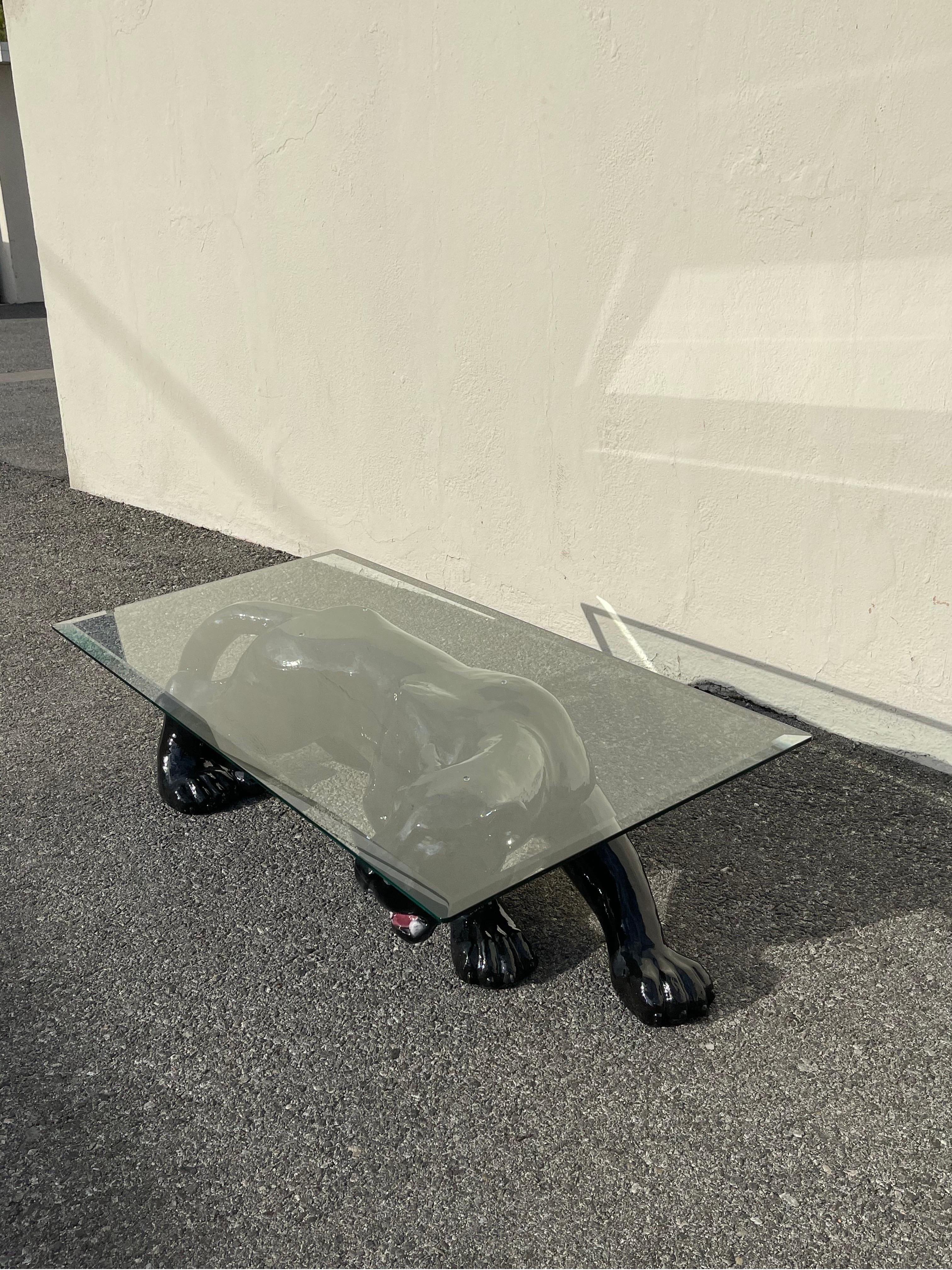 Art Deco Vintage Ceramic Panther Coffee Table