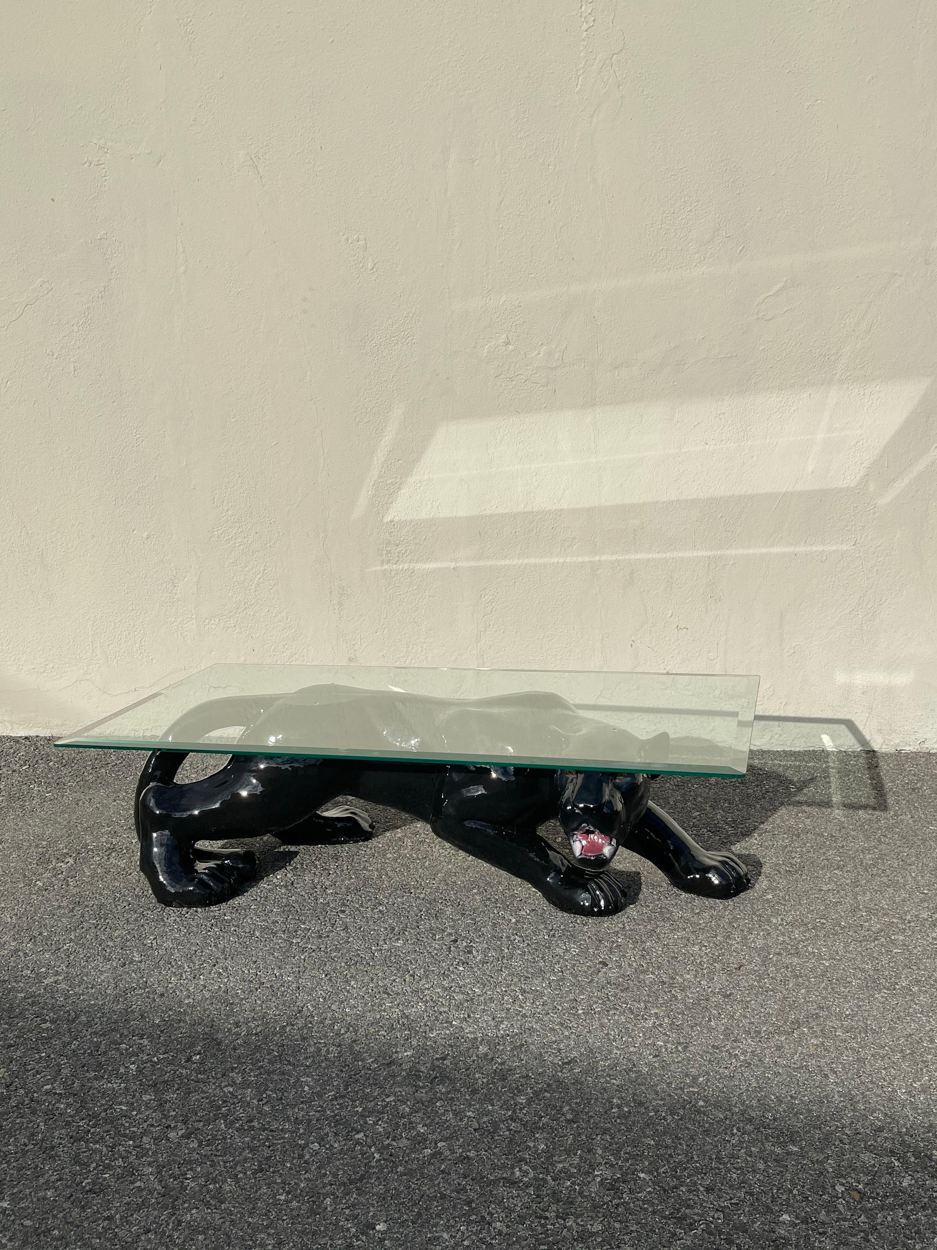 Art Deco Vintage Ceramic Panther Coffee Table