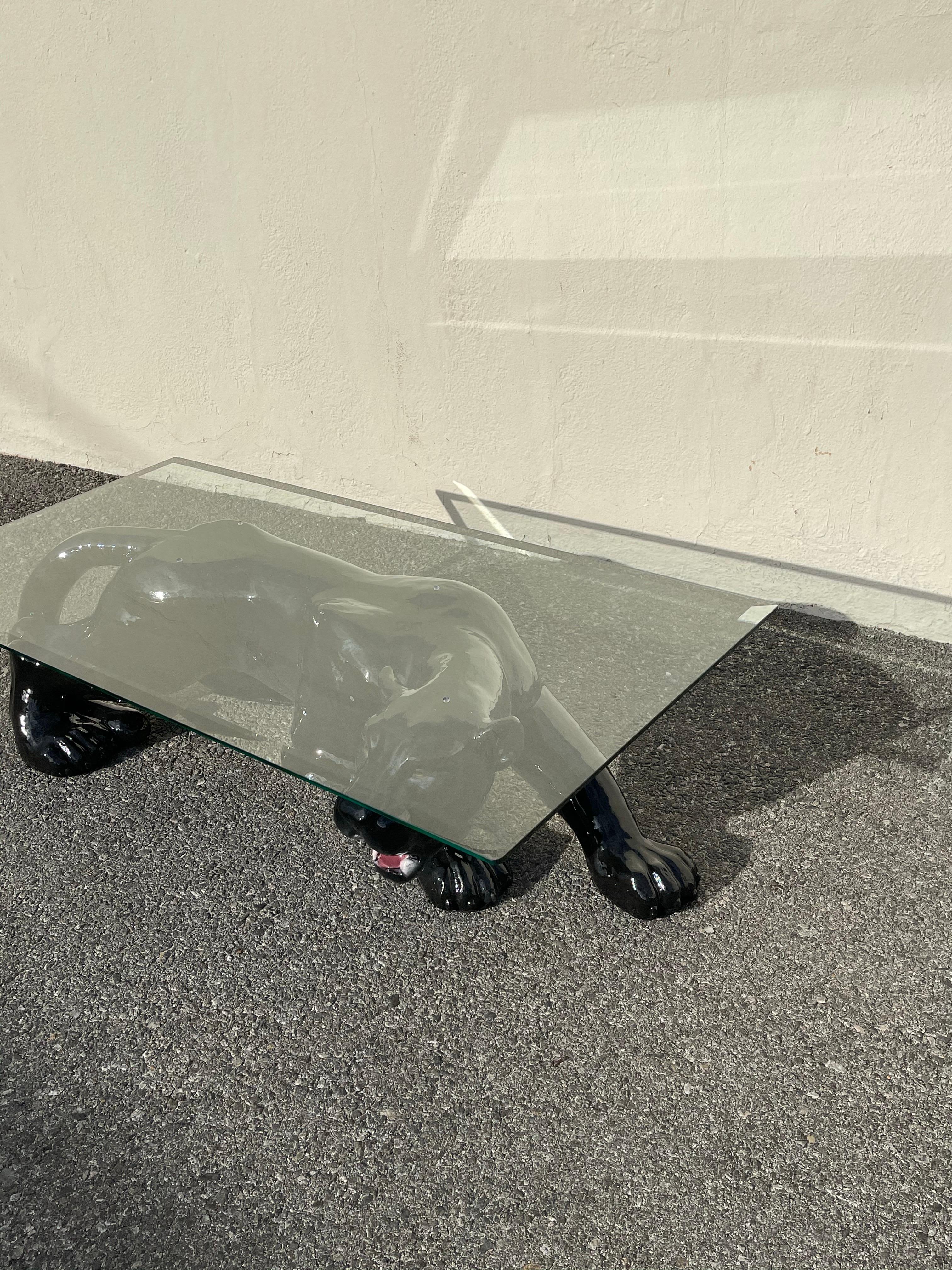 Art déco Table basse vintage en céramique avec panthère en vente