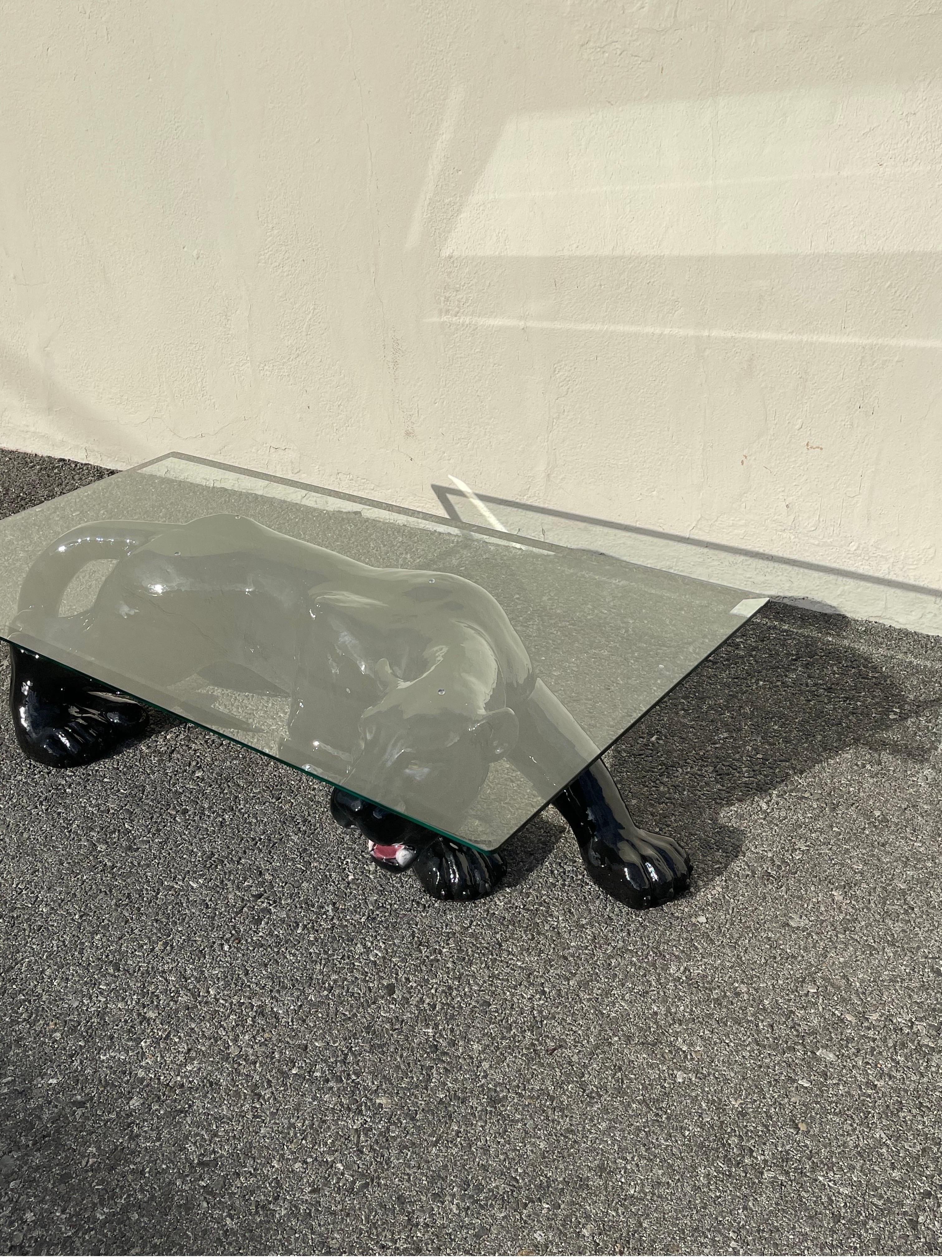 Unknown Vintage Ceramic Panther Coffee Table