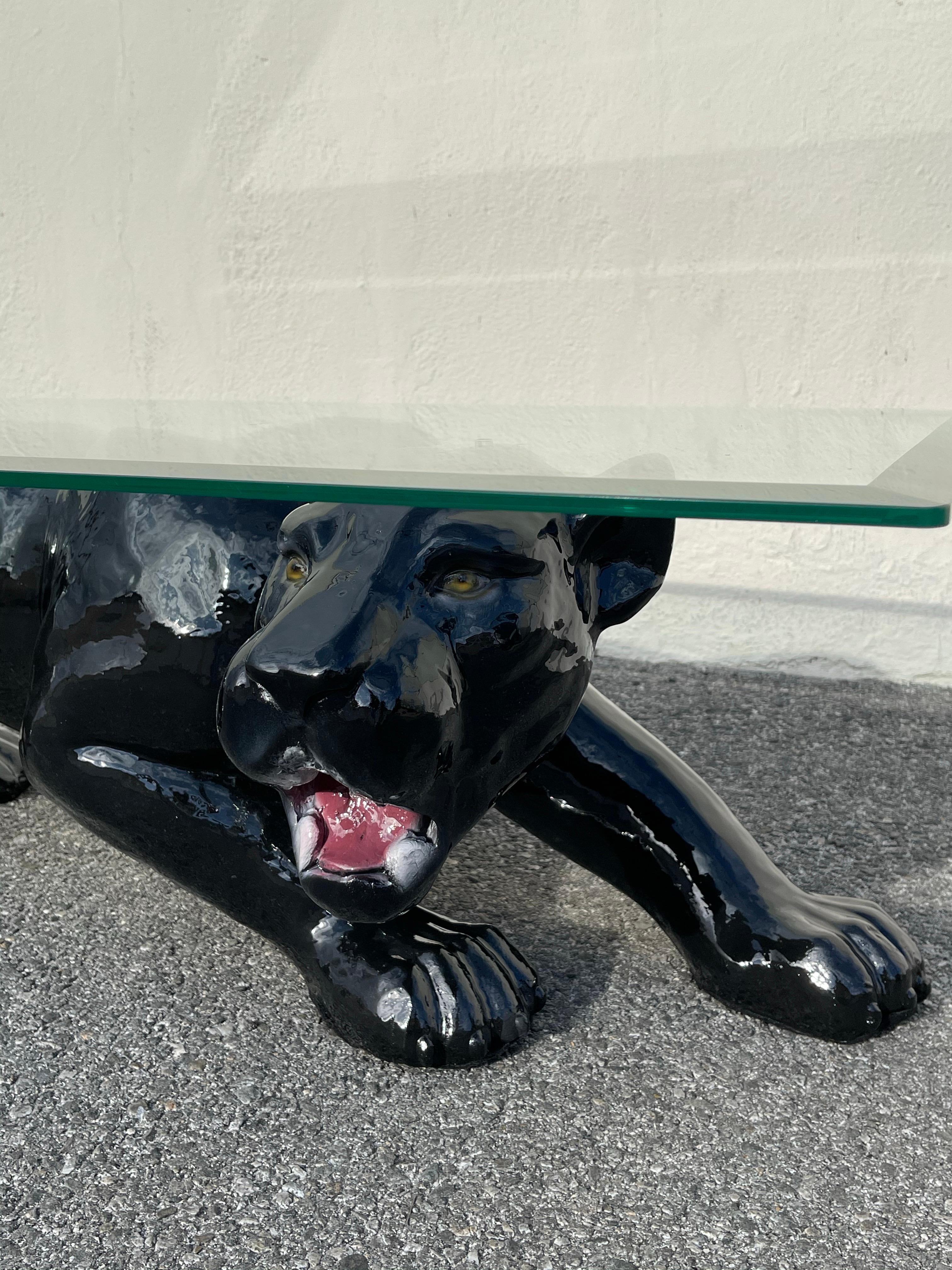 Inconnu Table basse vintage en céramique avec panthère en vente