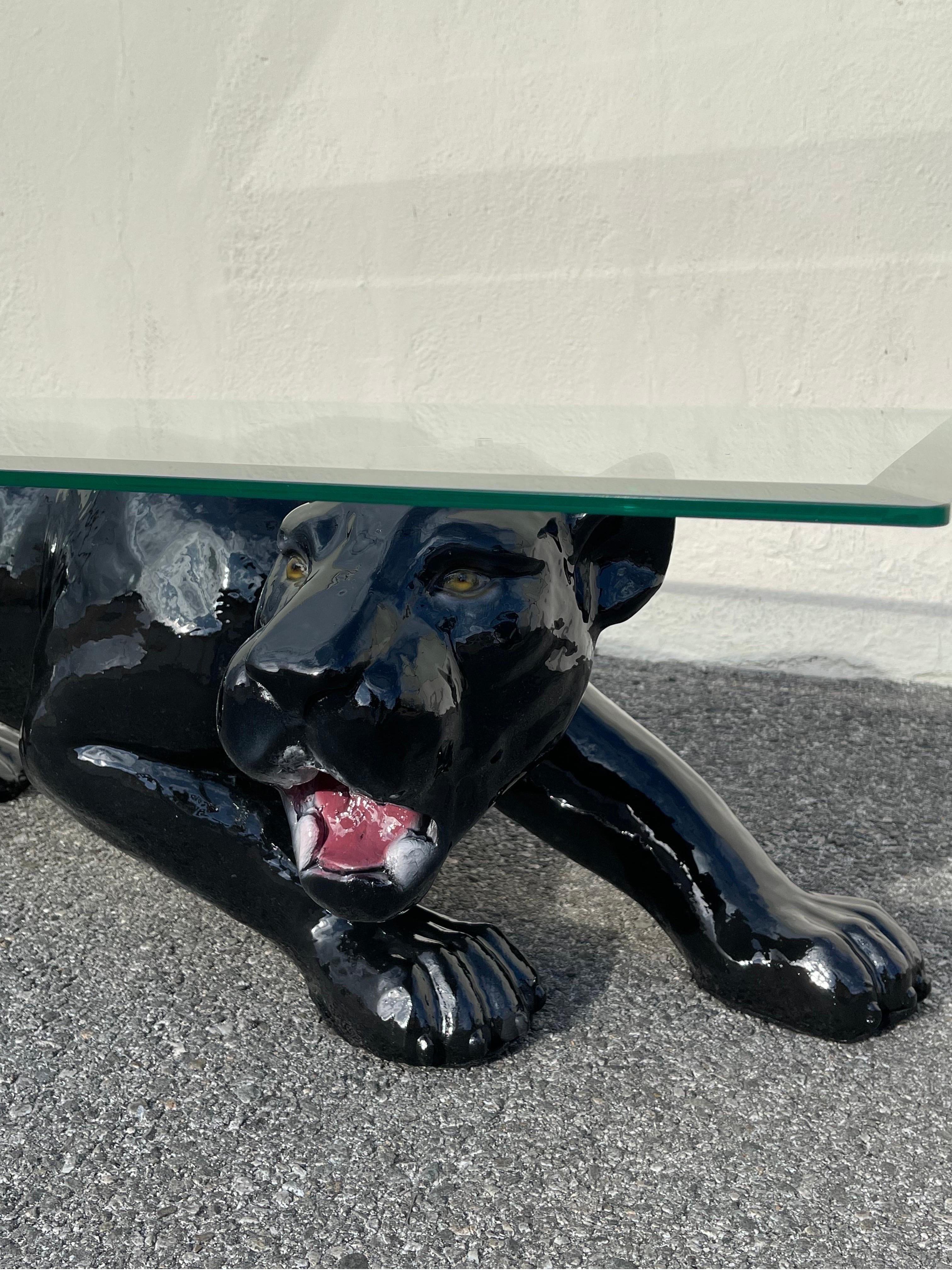 Art Deco Vintage Ceramic Panther Coffee Table For Sale