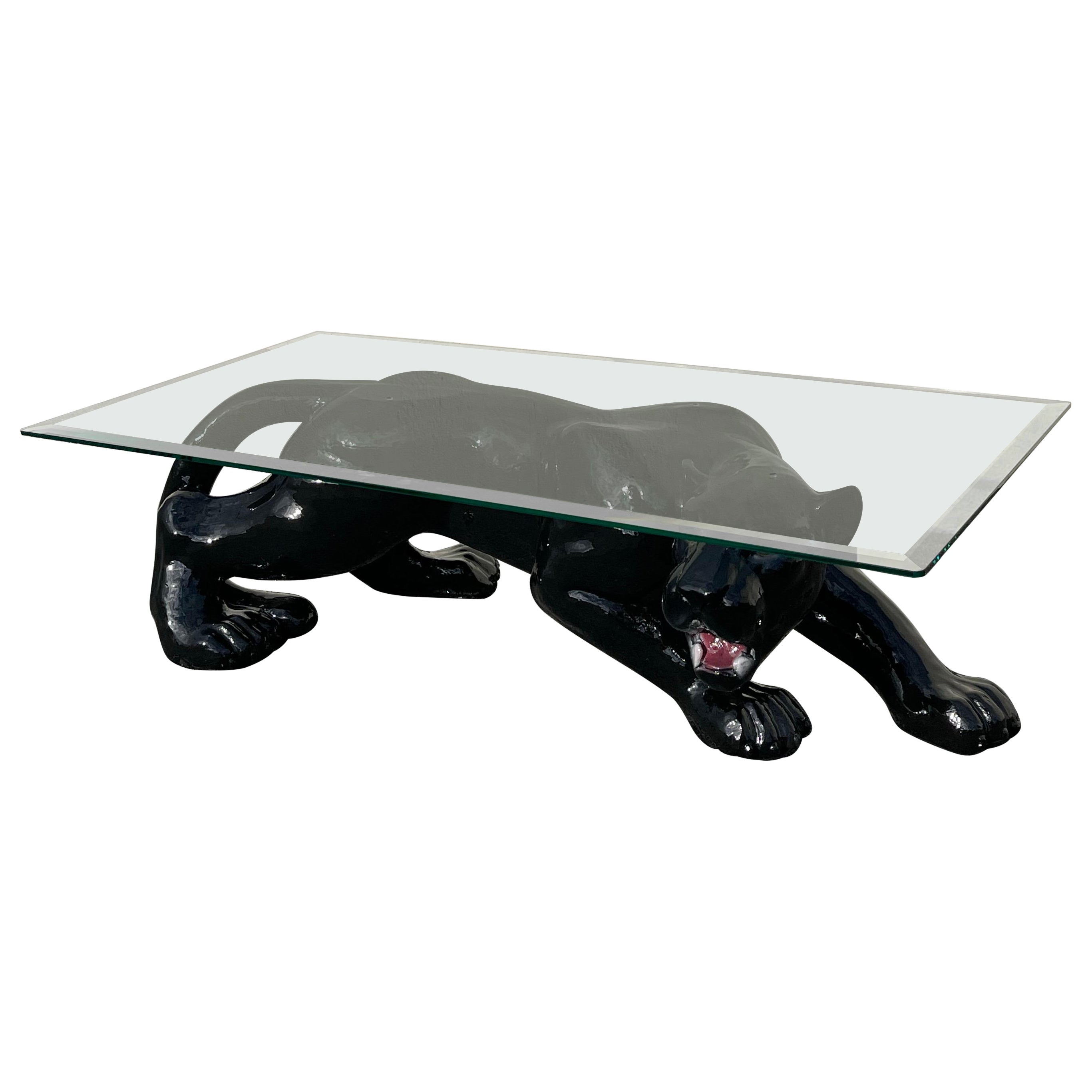 Vintage Ceramic Panther Coffee Table