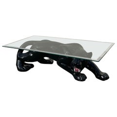 Vintage Ceramic Panther Coffee Table