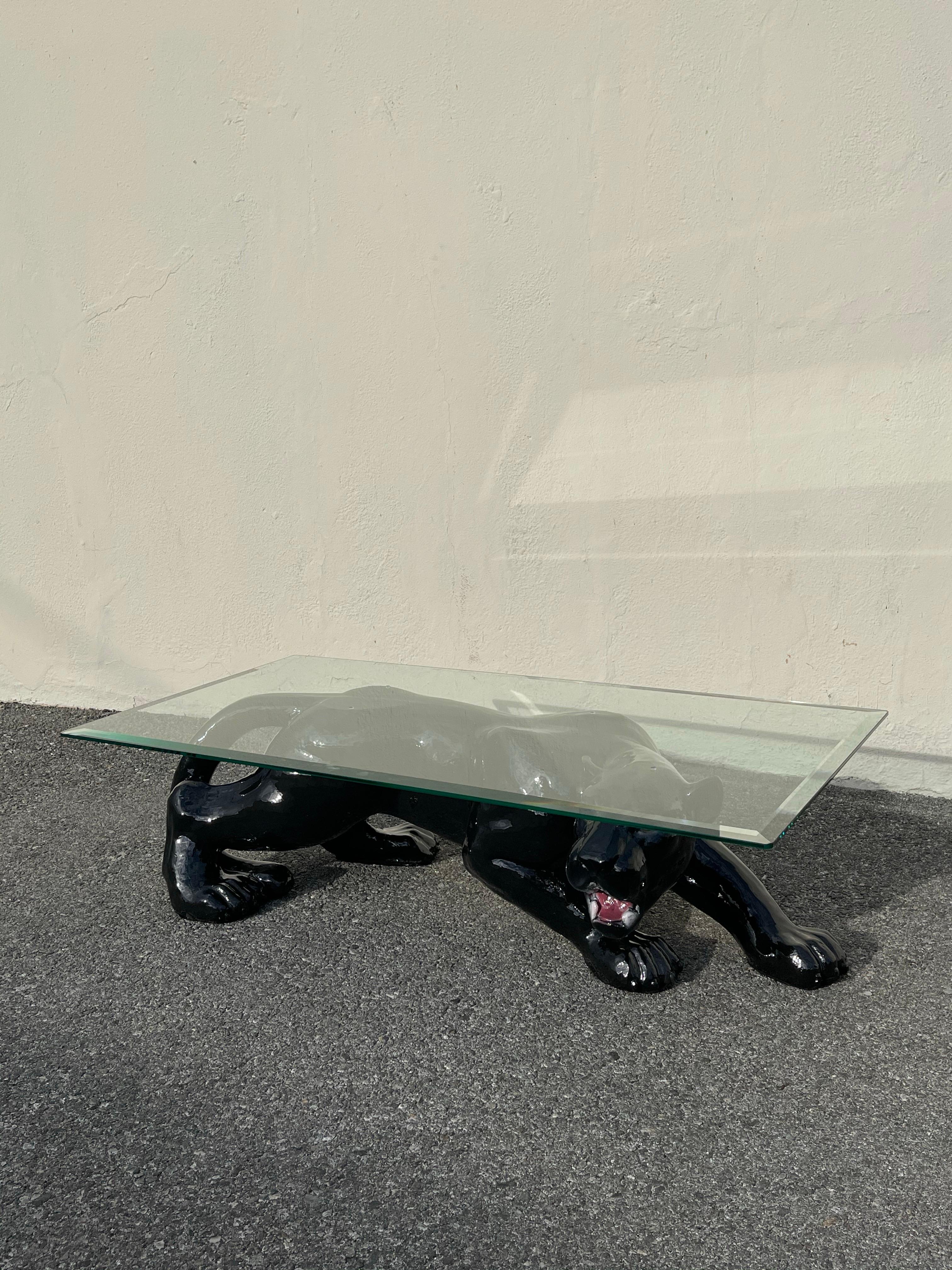 Vintage Ceramic Panther Coffee Table