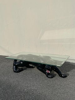 Vintage Ceramic Panther Coffee Table