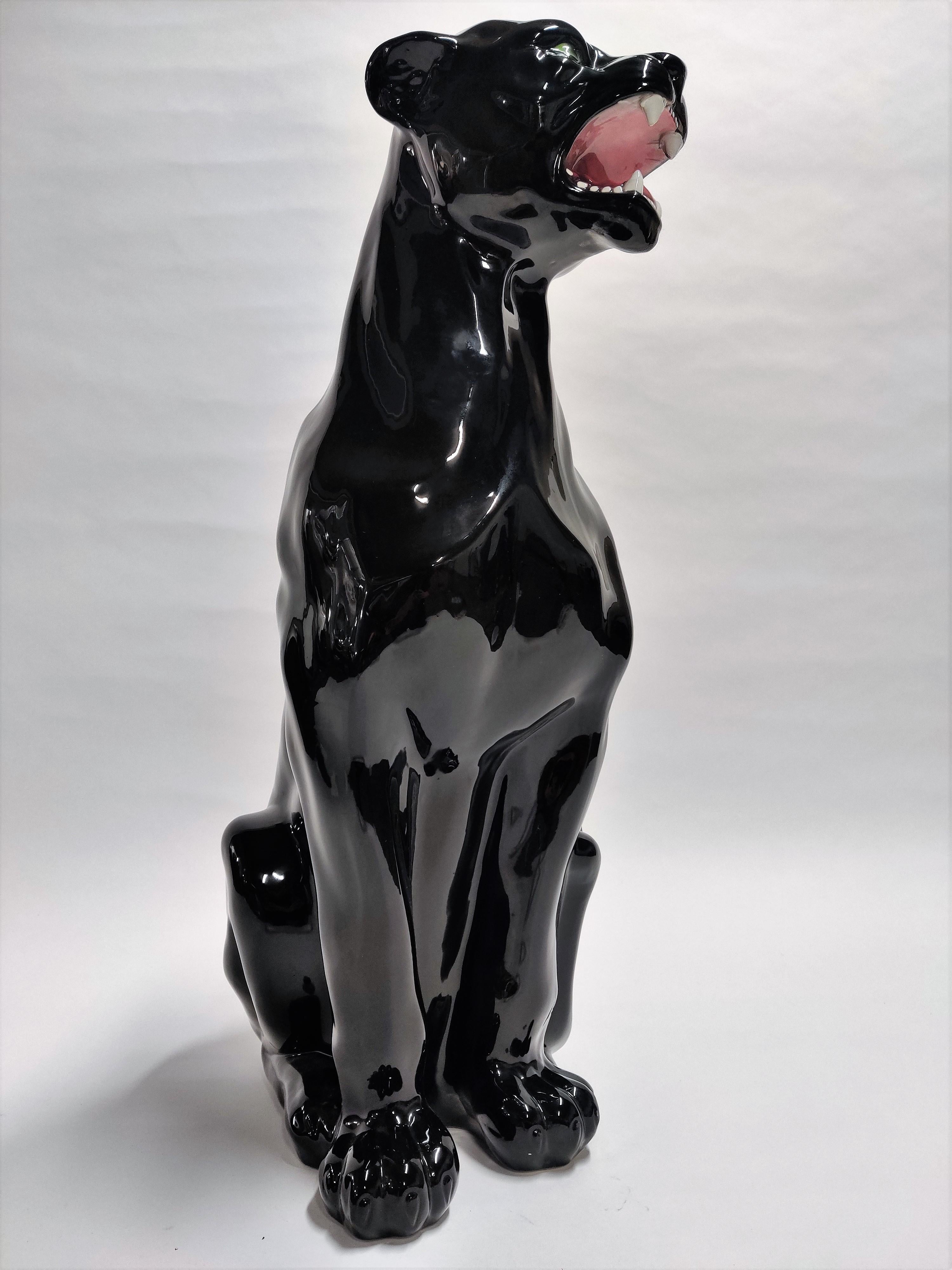 Vintage Ceramic Panther Made in Italy, 1970s 1