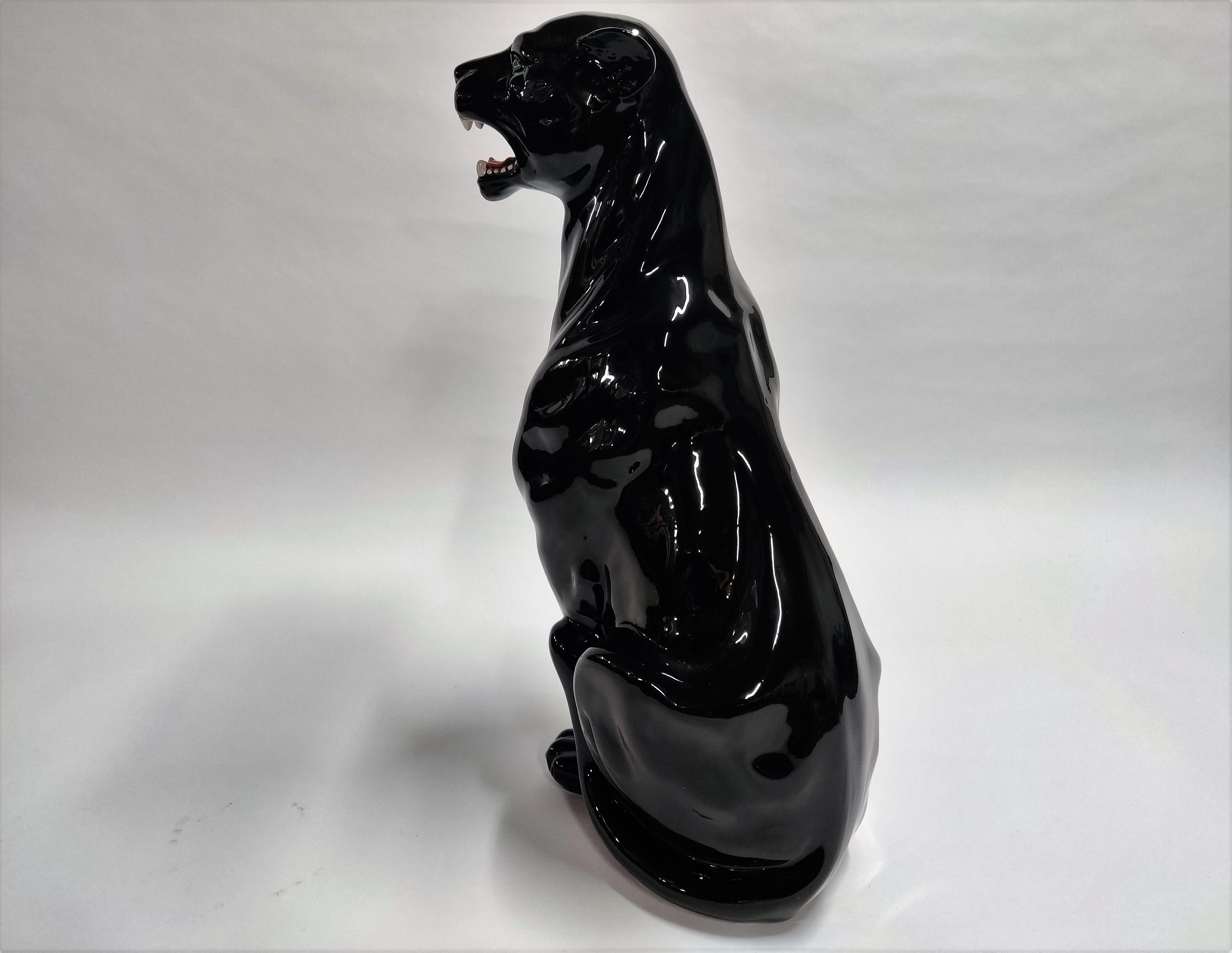 Italian Vintage Ceramic Panther Made in Italy, 1970s