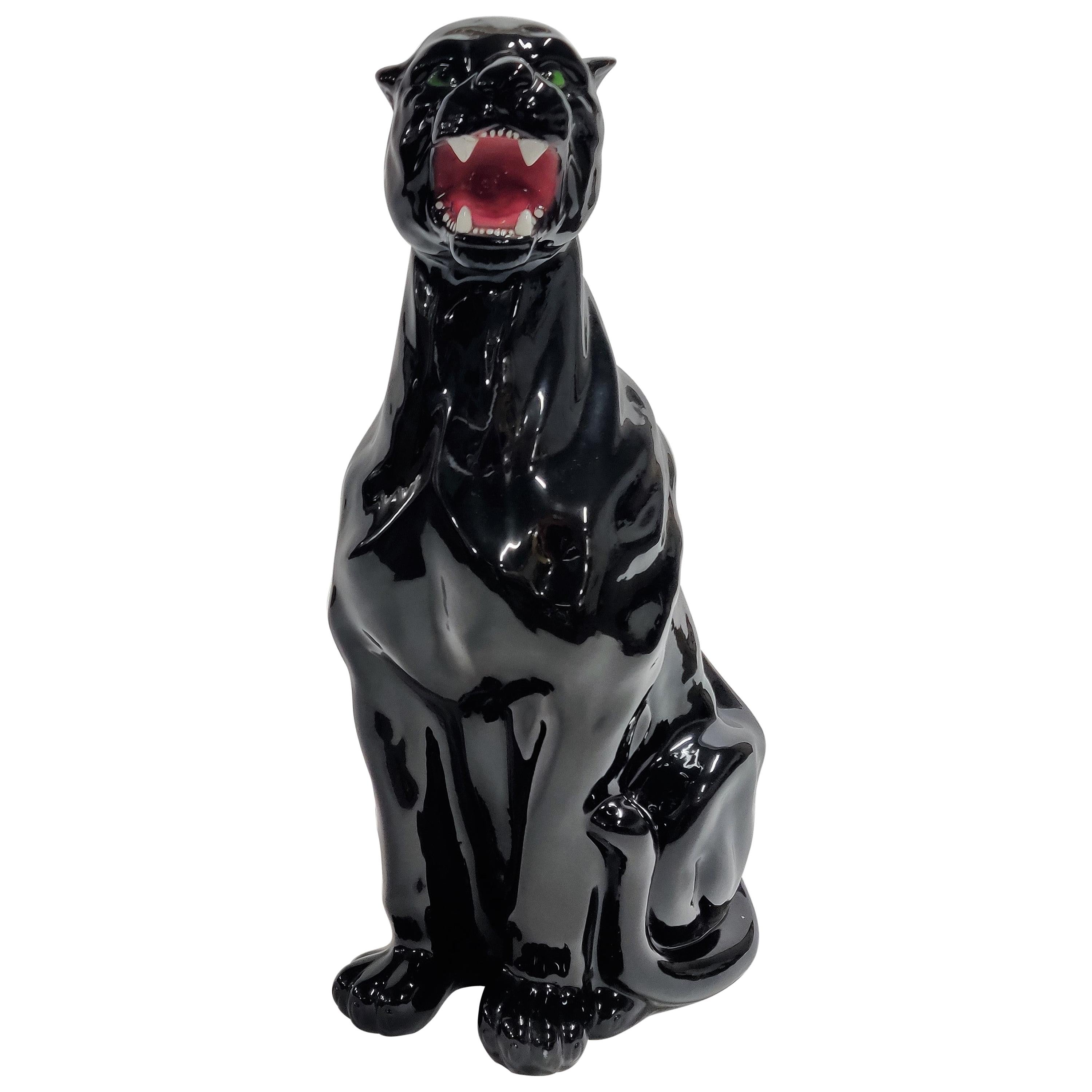 Vintage Ceramic Panther Made in Italy, 1970s
